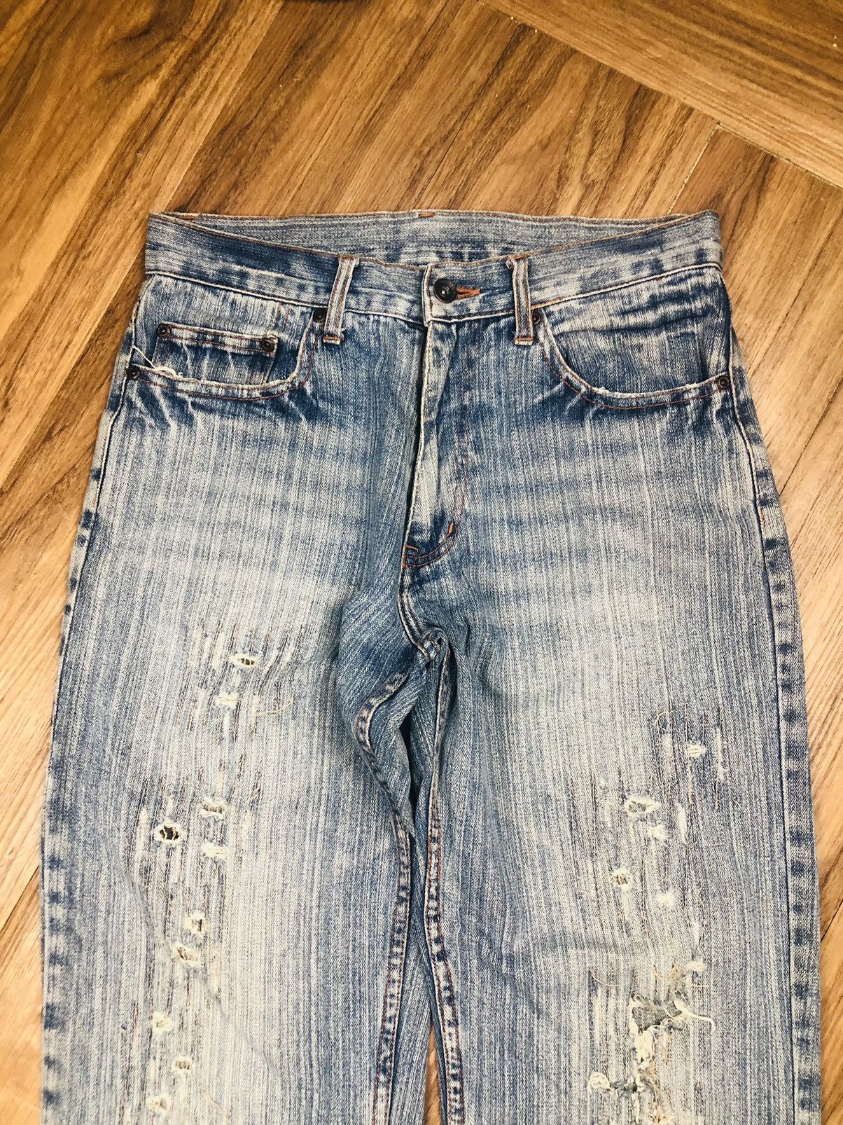 Japanese Brand Mulkul Jeans Y2K Distressed Baggy Denim (38) Size US 30 / EU 46 - 3 Thumbnail