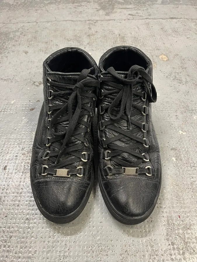 Balenciaga 2000s Balenciaga Arena Grey Leather High-Top Sneakers Size US 8.5 / EU 41-42 - 4 Thumbnail