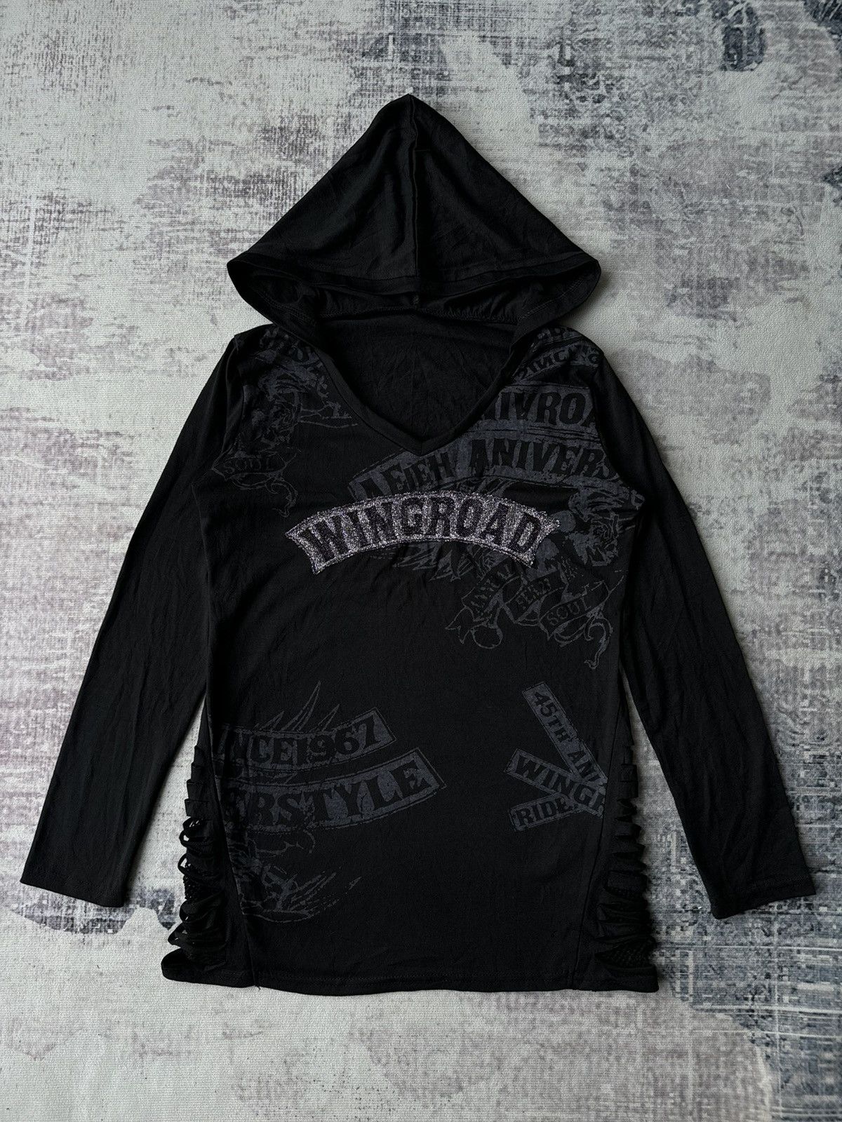 Japanese Brand Punk Edge One Wing Road Skulls Poem Riot Hoodies Size US S / EU 44-46 / 1 - 2 Thumbnail