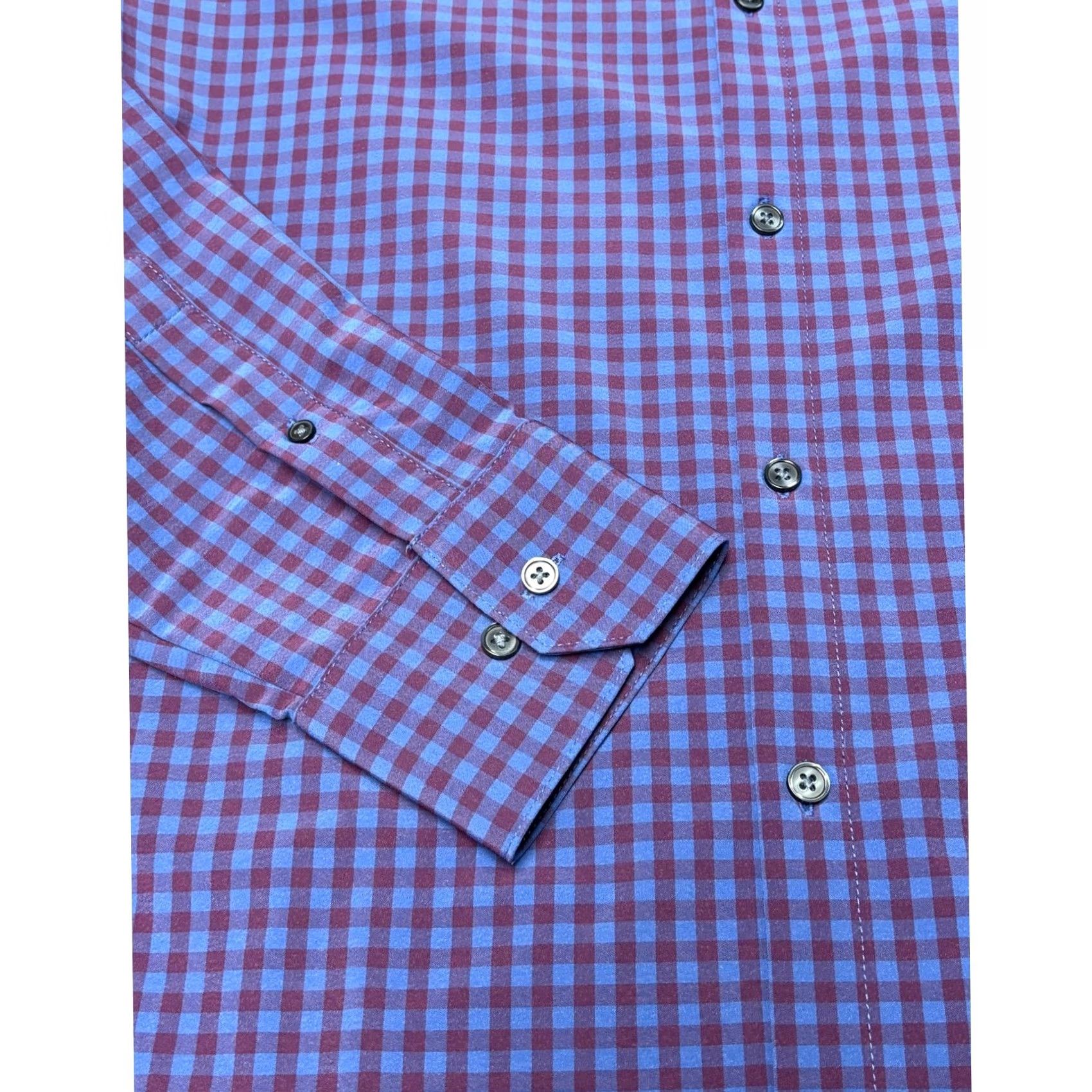 Mizzen+Main Mizzen+Main Leeward Mens Large Trim Fit Gingham Dress Shirt Blue Purple Size 42R - 3 Thumbnail