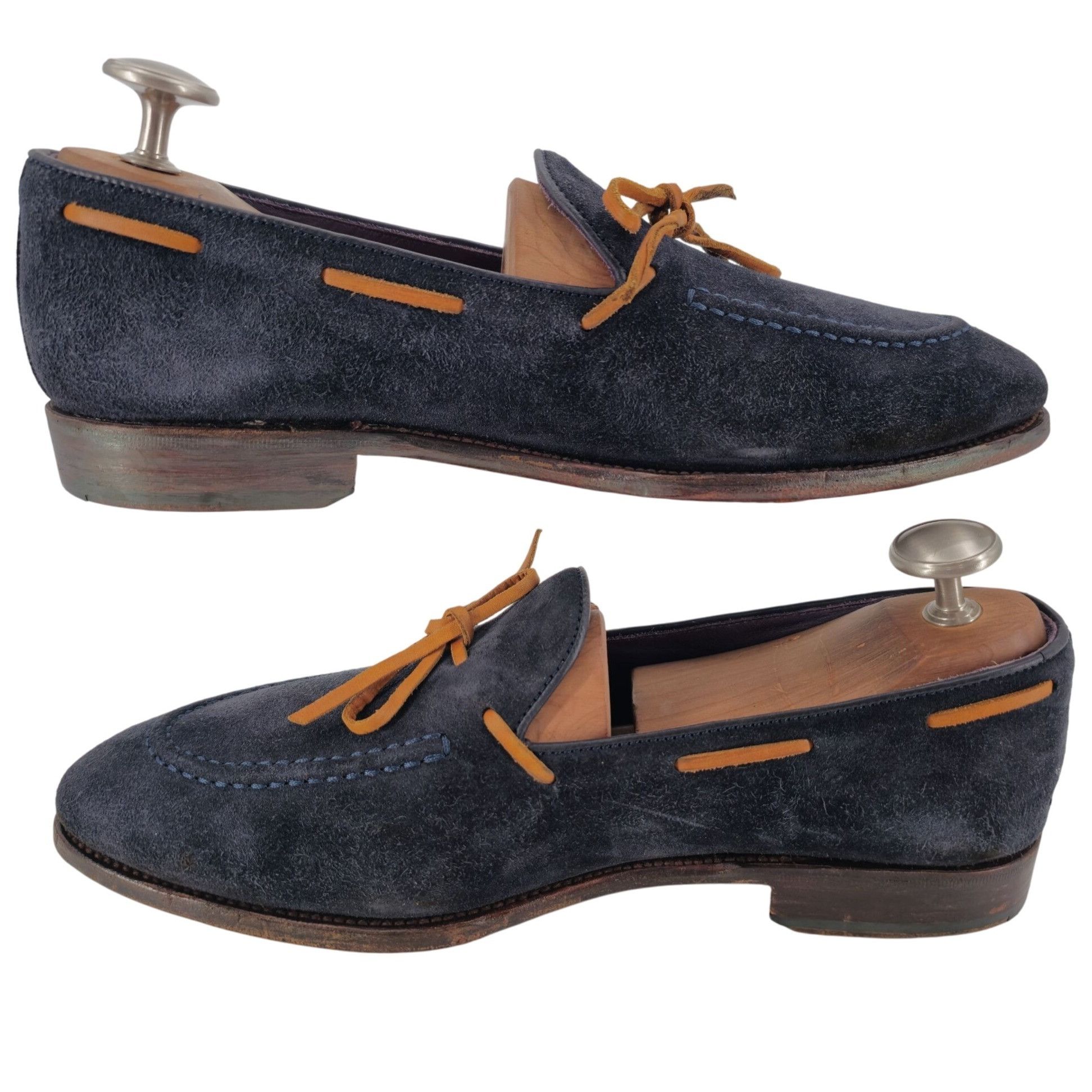 Carmina Carmina Shoemaker Mens 10 Navy Blue Suede Dress Shoes Loafer Size US 10 / EU 43 - 9 Thumbnail