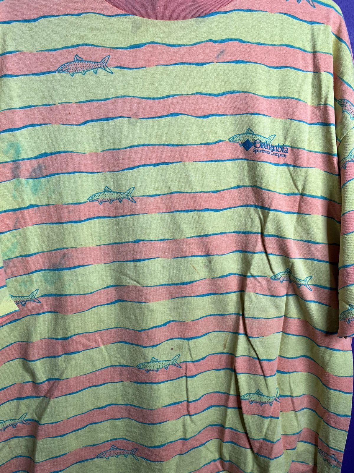 Columbia × Vintage Vintage 90s Columbia sportswear striped fishing t-shirt Size US XXL / EU 58 / 5 - 3 Thumbnail