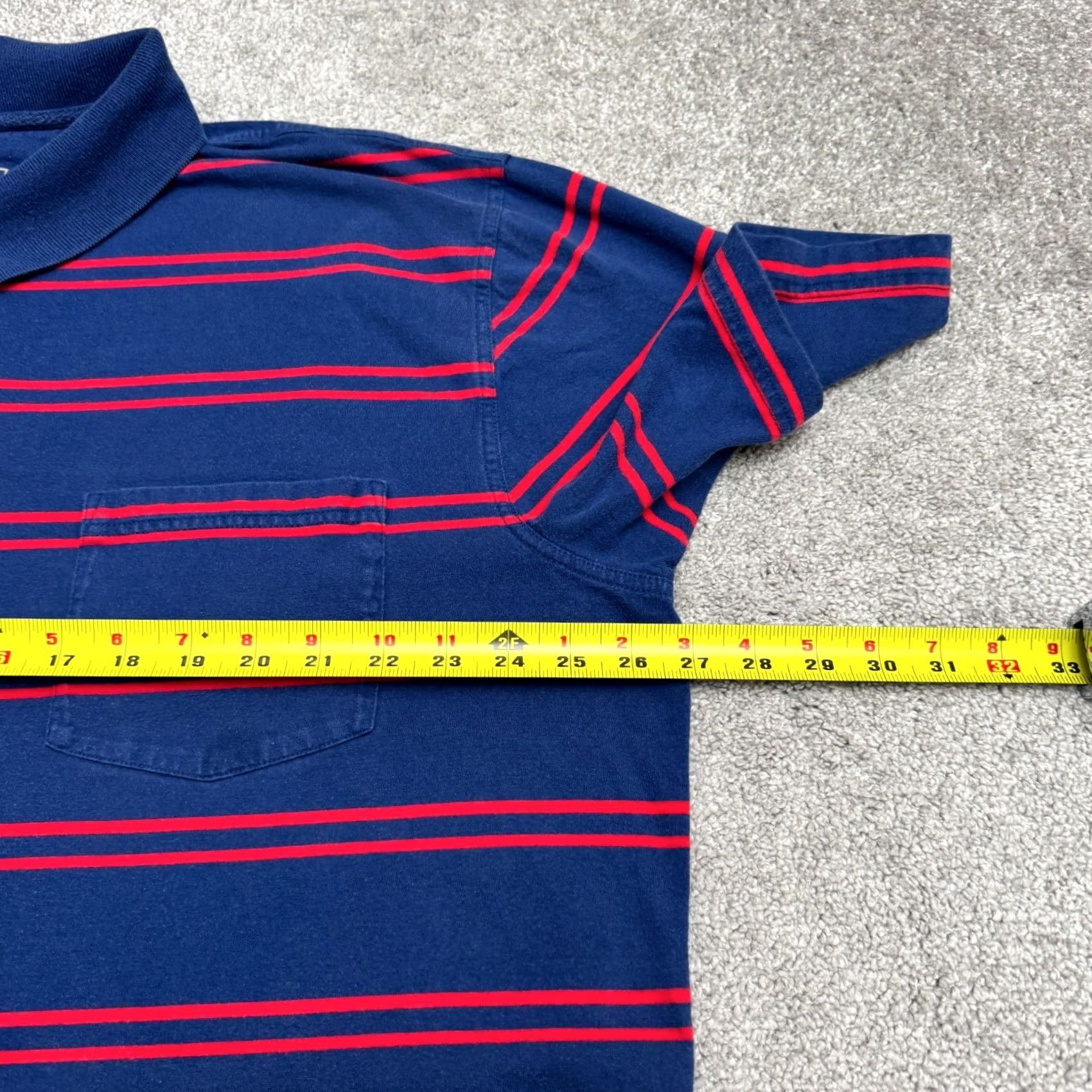 Vintage The Foundry Striped Polo Shirt Mens 2XL Tall Blue Red Cotton Pocket Polo Size US XXL / EU 58 / 5 - 6 Thumbnail