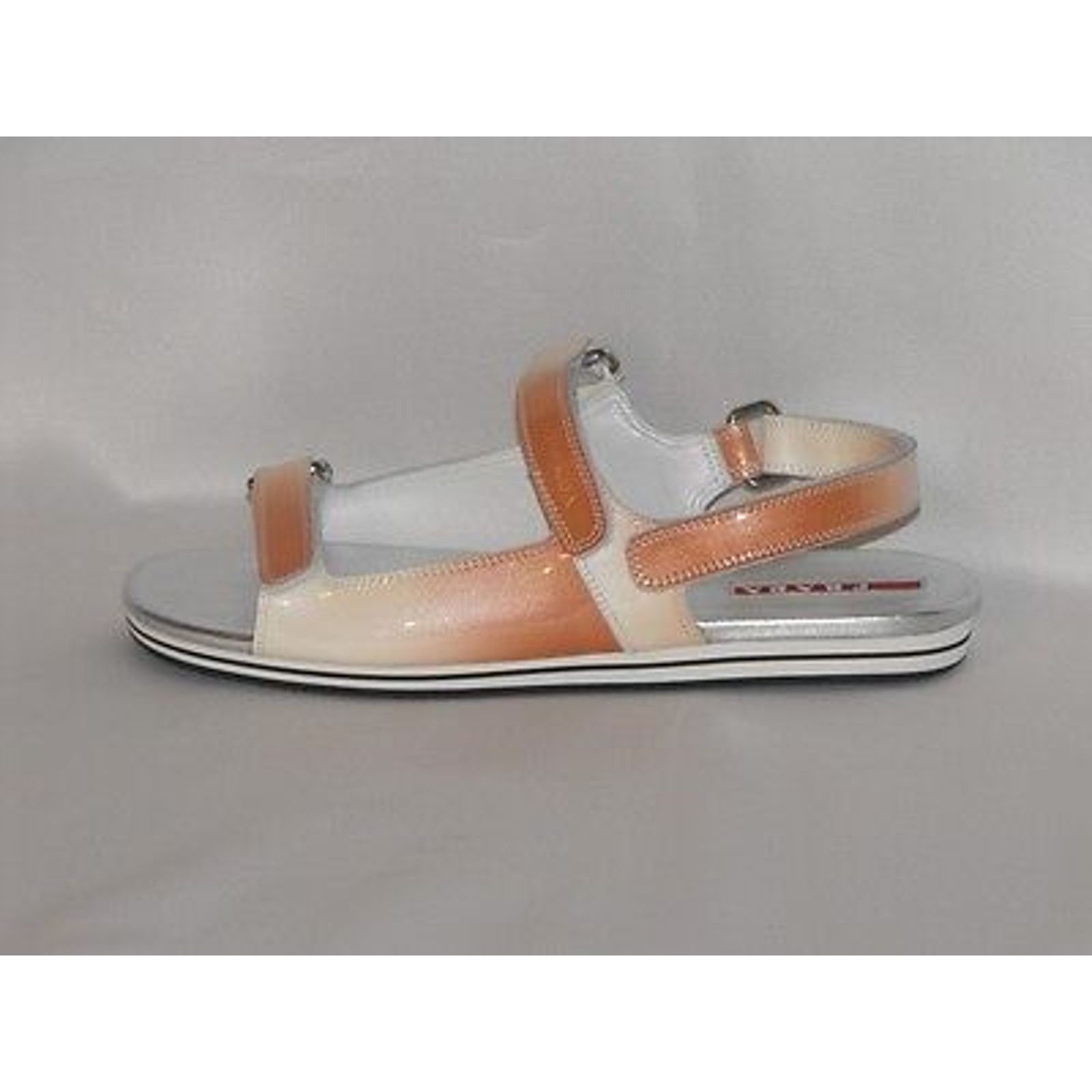 Prada PATENT OMBRE LEATHER FLATS TWO TONES GLADIATOR SANDALS 39 Size US 9 / IT 39 - 3 Thumbnail
