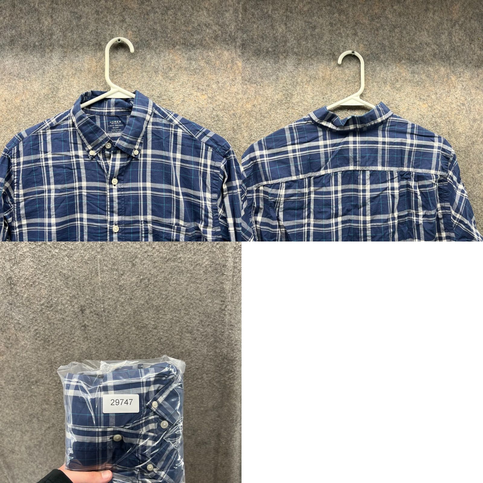 J.Crew VINTAGE J.CREW Shirt Men S Blue Button-Down Plaid Lightweight Preppy Dress/Workwear Size 36R - 8 Thumbnail