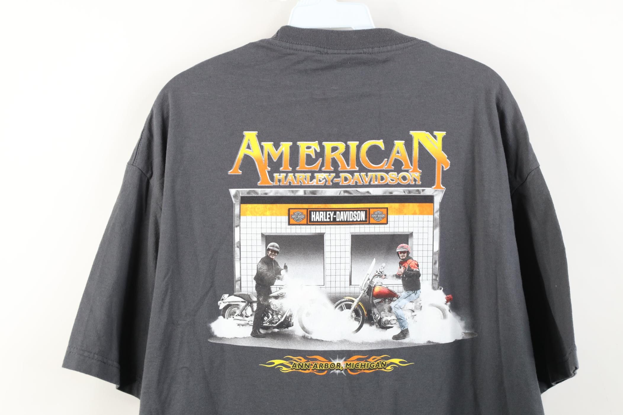 Harley Davidson Vintage Y2K 2005 Harley Davidson Fire Flames Arbor T-Shirt Size US XL / EU 56 / 4 - 12 Thumbnail