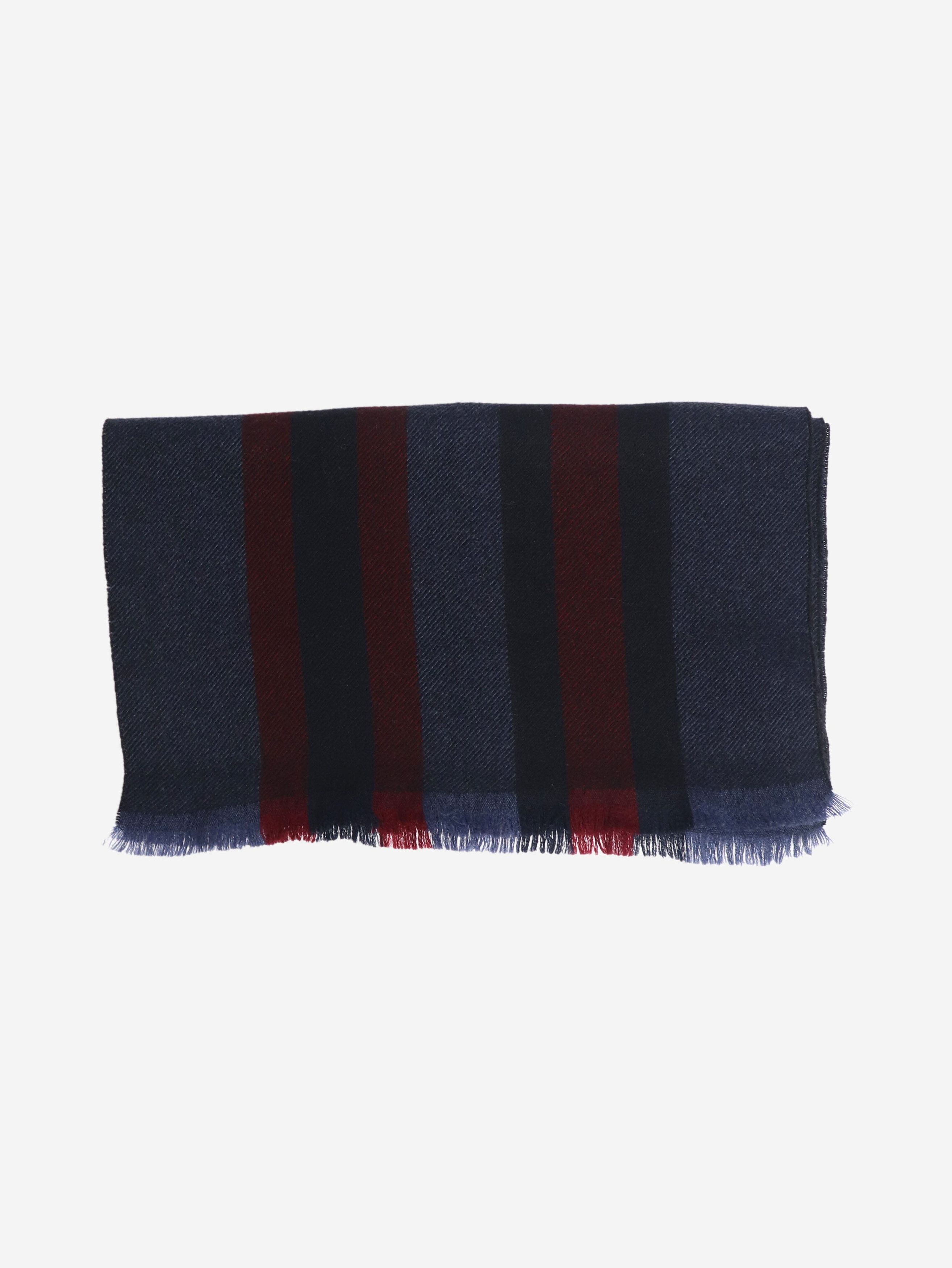 Gucci Navy and burgundy striped wool scarf Size ONE SIZE - 1 Thumbnail