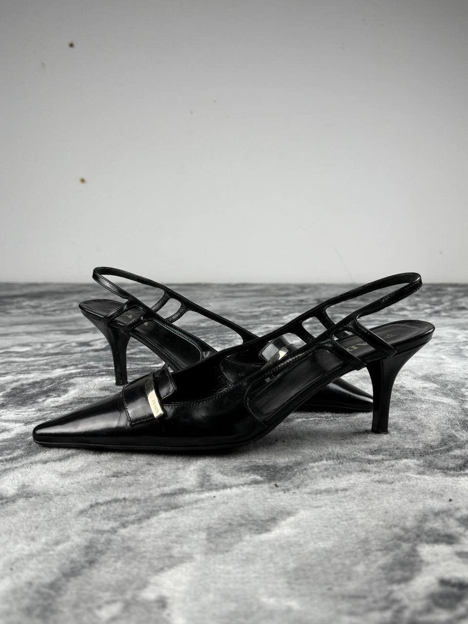 Prada PRADA Leather Slingback Pointed Pumps Size US 6.5 / IT 36.5 - 1 Thumbnail