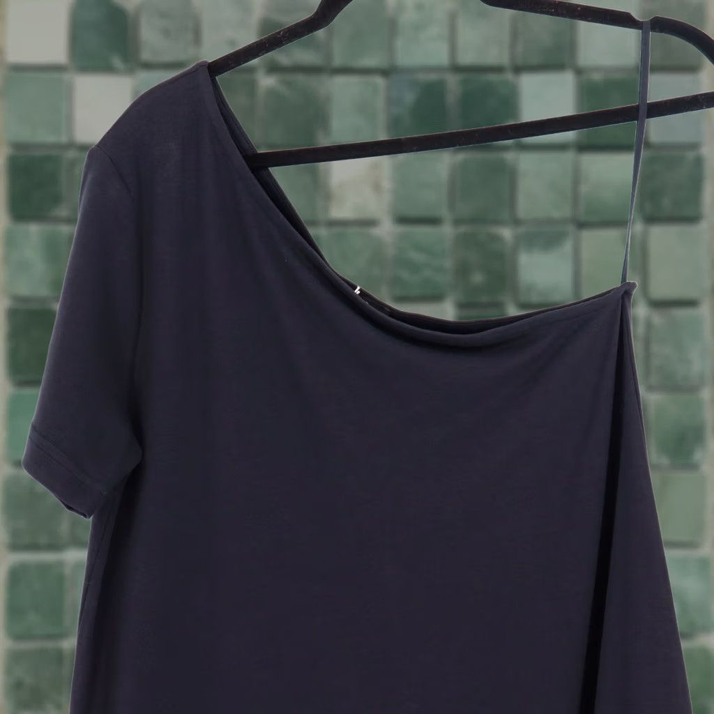 Cos COS Womens One Shoulder Shirt Dress Size S Black Organic Cotton Short Sleeve Size S / US 4 / IT 40 - 1 Thumbnail