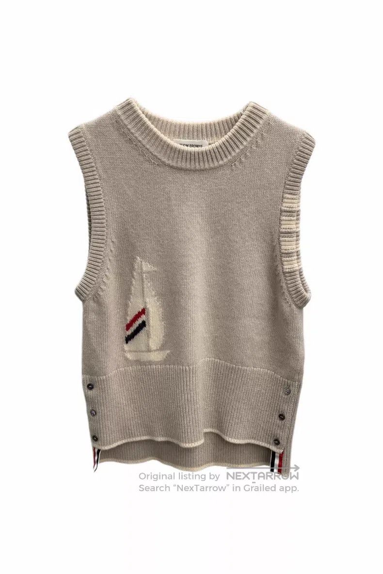 Thom Browne Thom Browne Beige sailing wool vest Size US XS / EU 42 / 0 - 1 Thumbnail