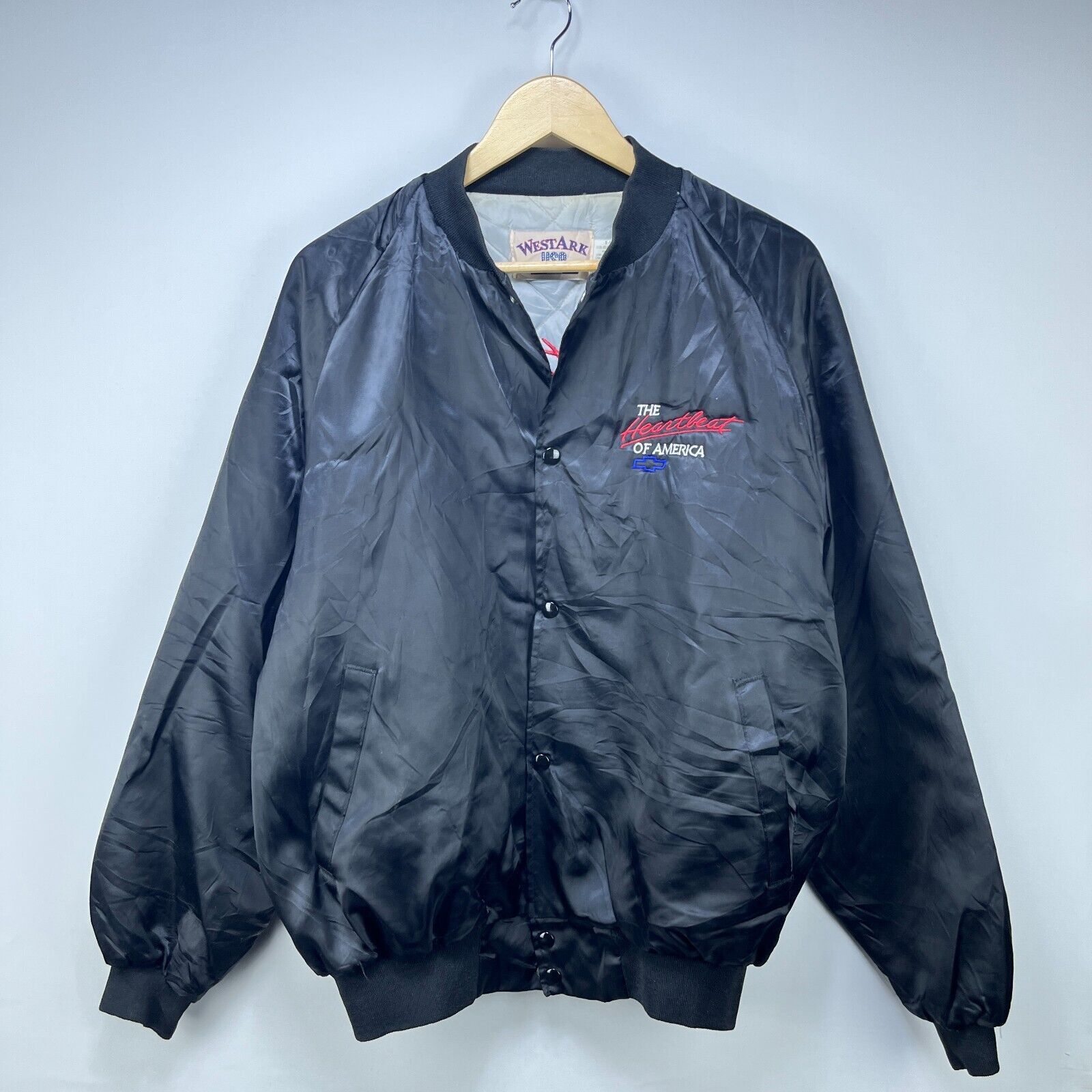 Vintage Vintage 80s Chevrolet XL Satin Heartbeat of America West Ark Size US XL / EU 56 / 4 - 1 Thumbnail