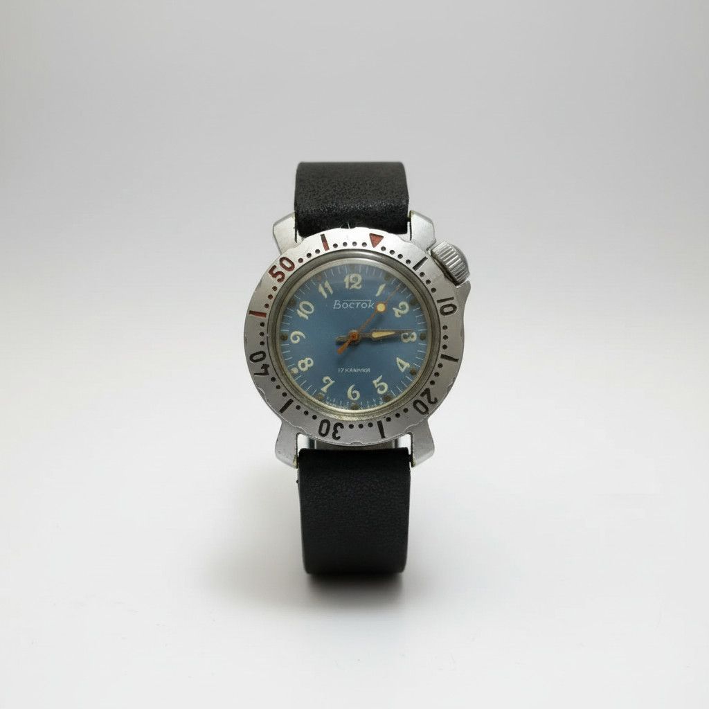 Vintage Vintage Mens Watch Vostok Komandirskie Small Blue Dial USSR Size ONE SIZE - 4 Thumbnail