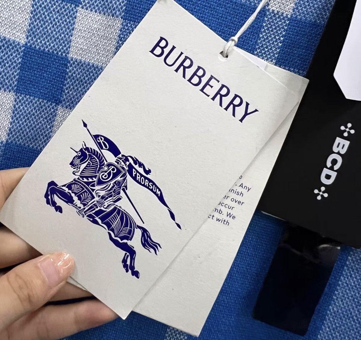 Burberry Burberry Blue Check Knit Short-Sleeve Top J41 Size US L / EU 52-54 / 3 - 5 Thumbnail