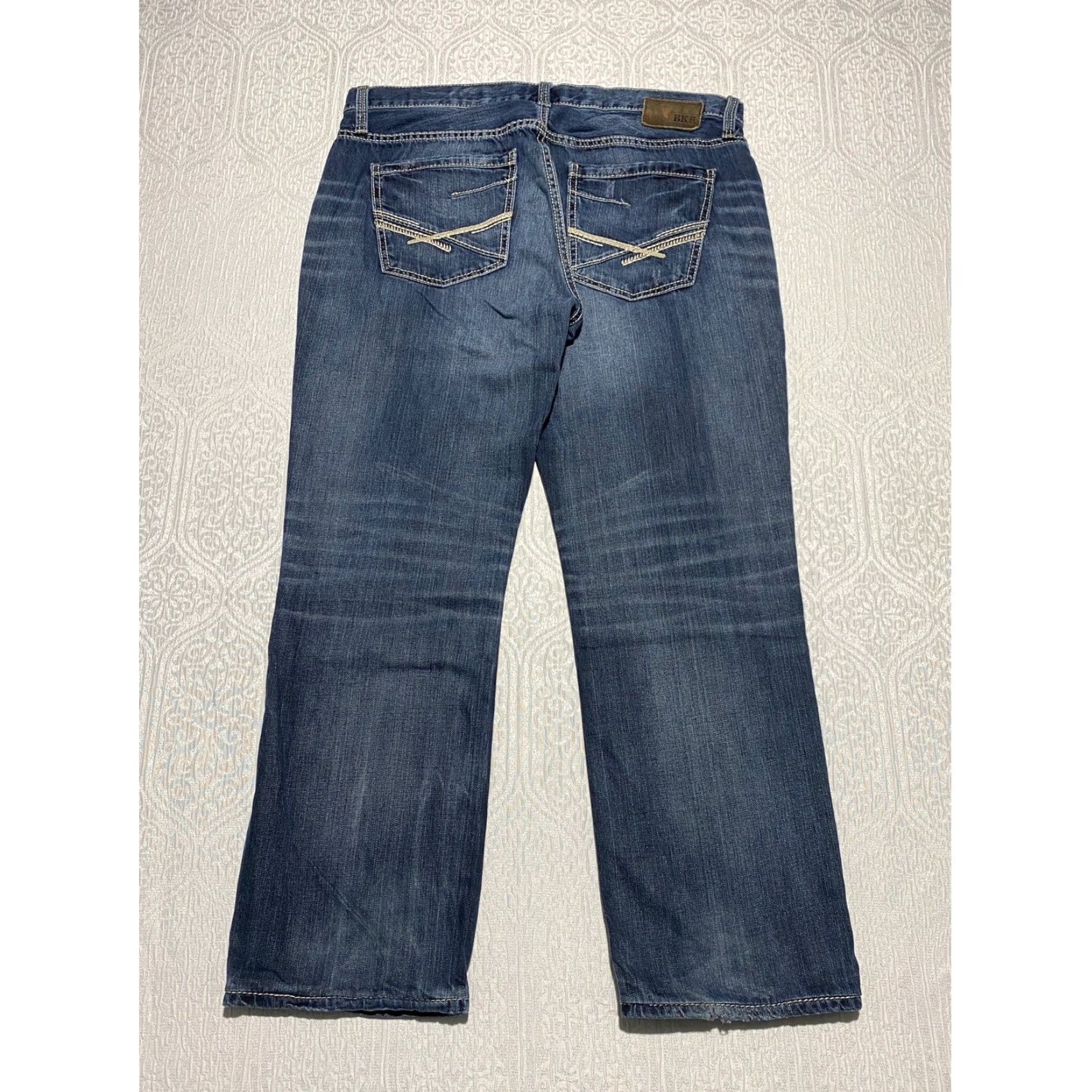 Vintage Buckle BKE Derek Straight Denim Jeans Mens 36R Blue Distressed Ripped 5-Pocket Design Jeans Straight Mens Blue 36 Size US 36 / EU 52 - 4 Thumbnail