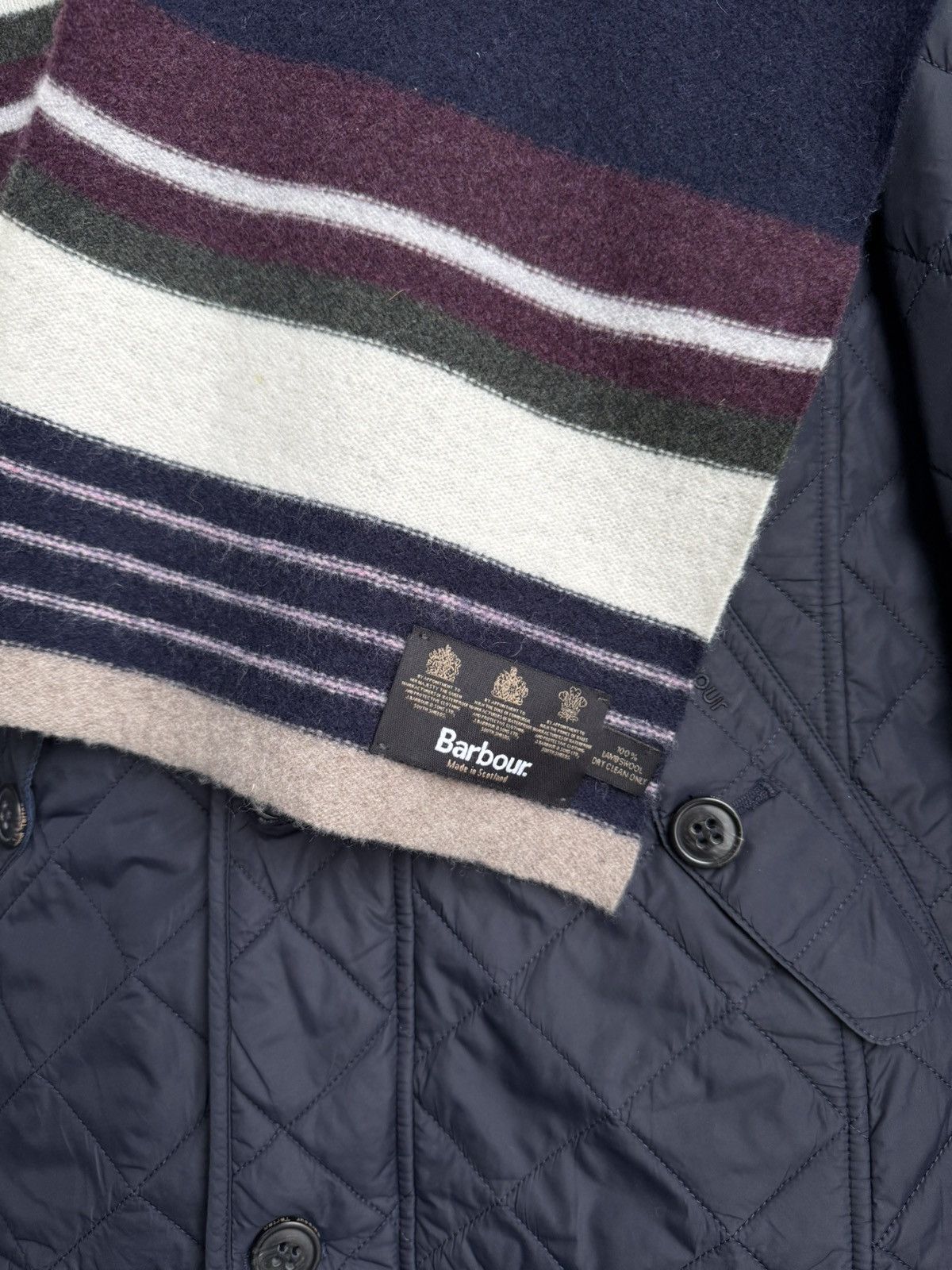 Barbour Barbour Striped Scarf Lambswool Navy Burgundy Long Size ONE SIZE - 5 Thumbnail
