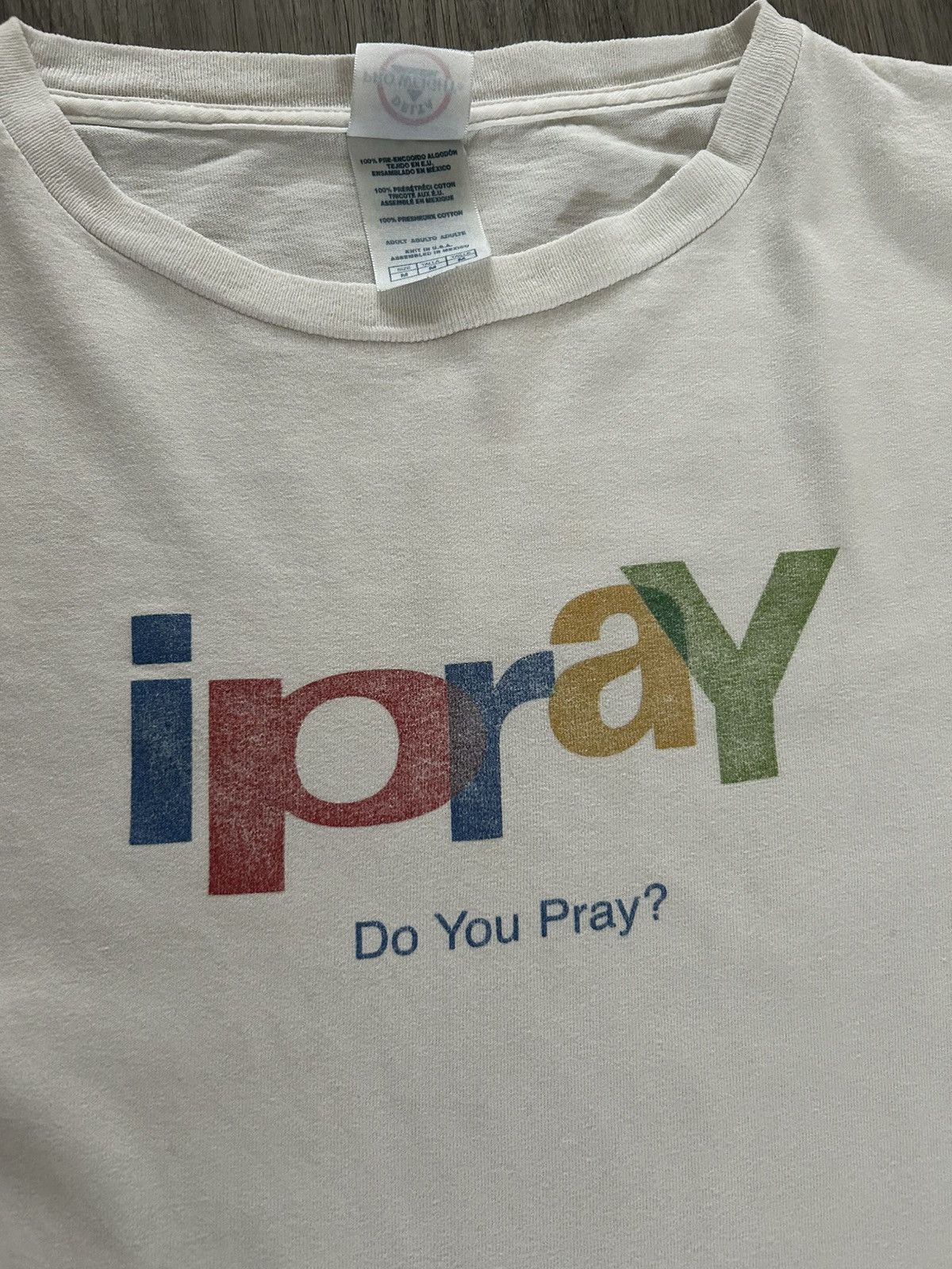 Vintage Vintage Y2K “ipray do you pray?” white cotton tee Size US M / EU 48-50 / 2 - 3 Thumbnail