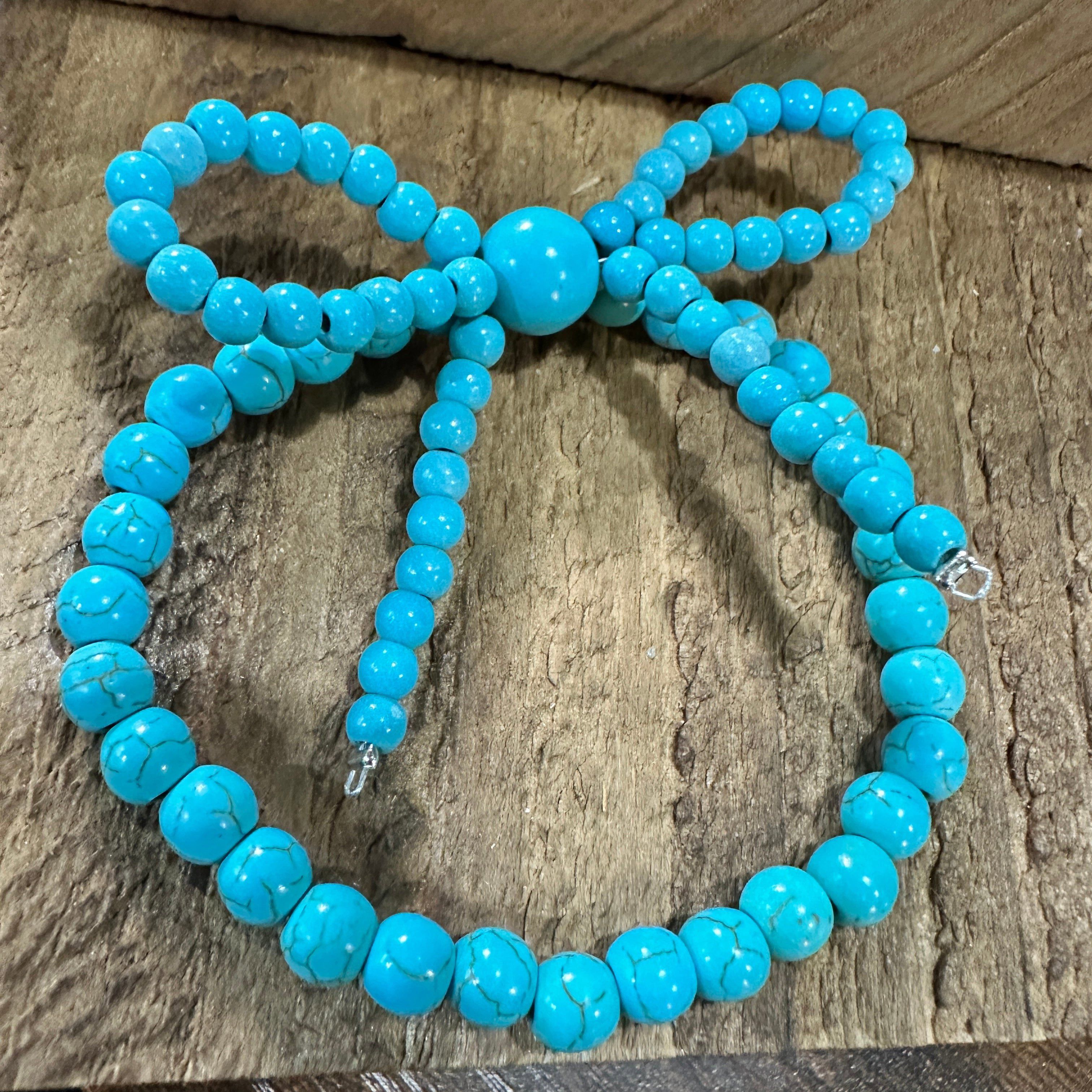 Other Handmade Ribbon Bow Beaded Stretch Bracelet in Turquoise, So Size ONE SIZE - 7 Thumbnail
