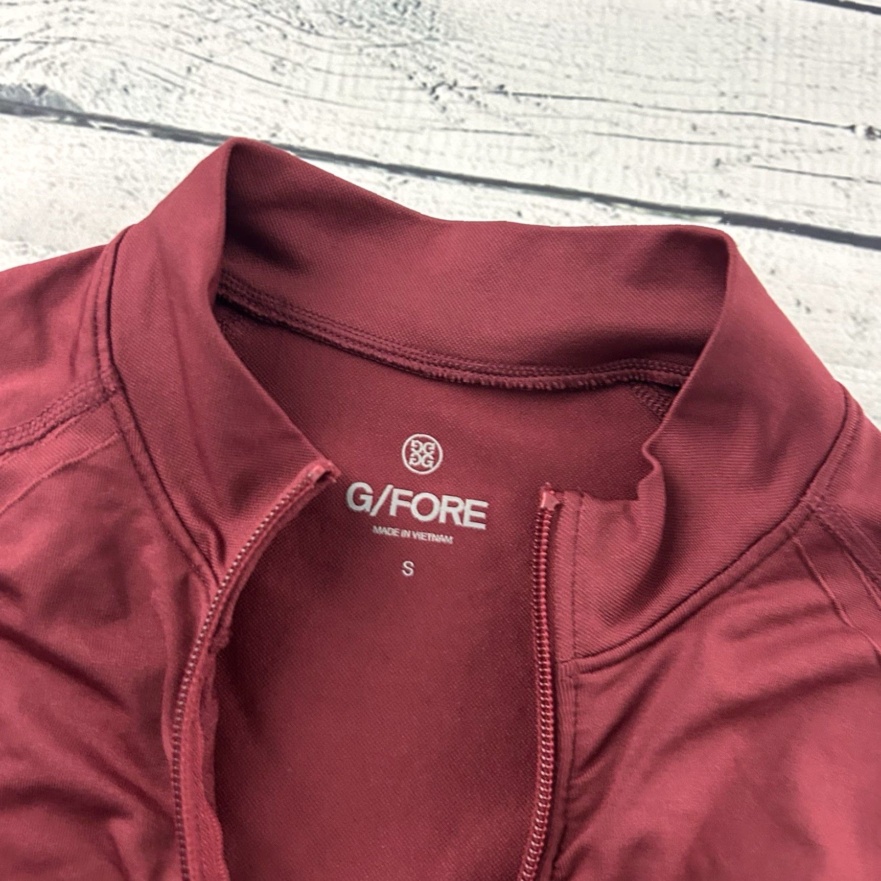 Vintage G FORE Women's Jacket Maroon Full Zip Thumbholes Athletic Slim Small S Sleeves Long Sleeve Regular Size Activewear Golf Size S / US 4 / IT 40 - 2 Thumbnail