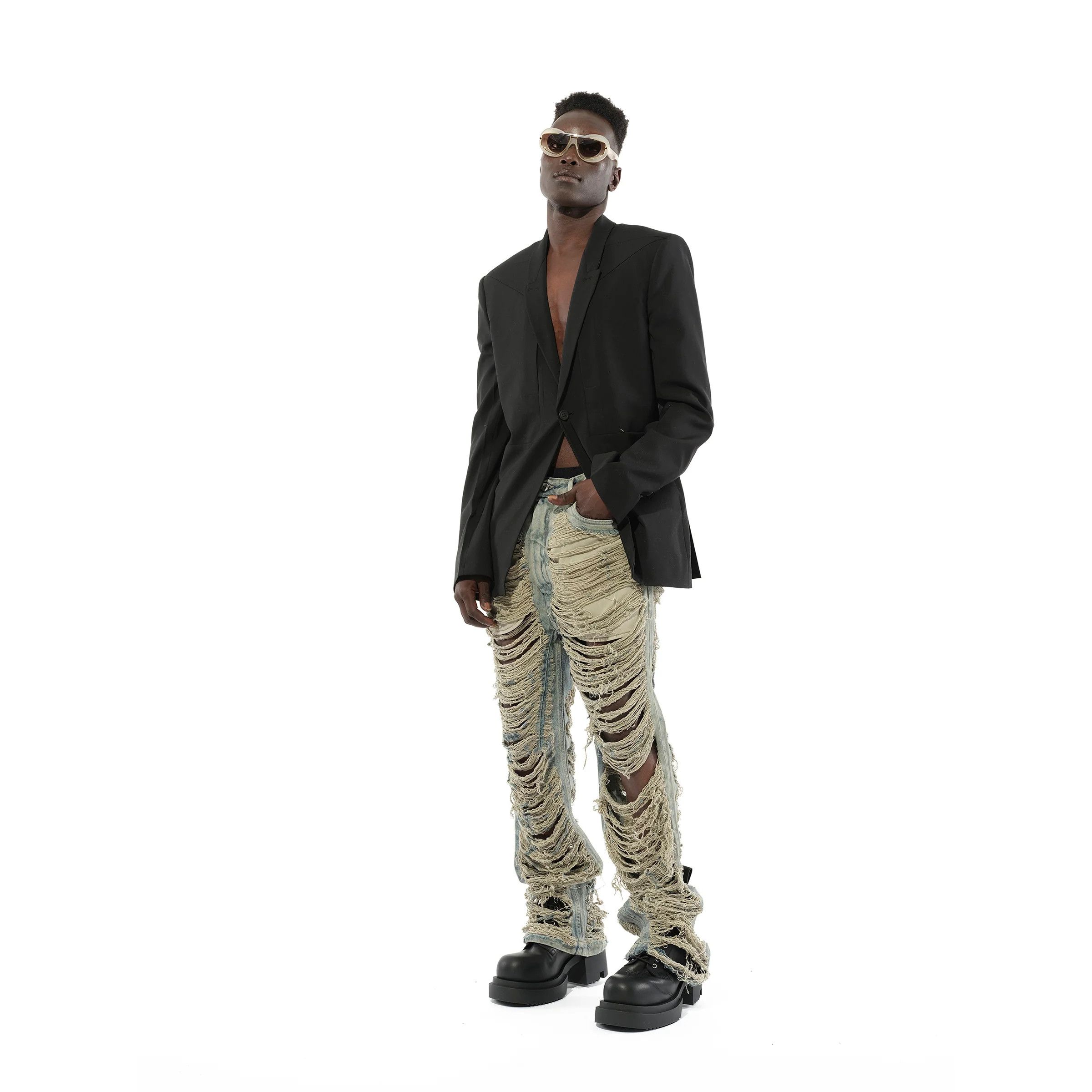 Rick Owens Drkshdw o1mris0824 Baggy Geth Jeans in Sky Size US 30 / EU 46 - 5 Thumbnail