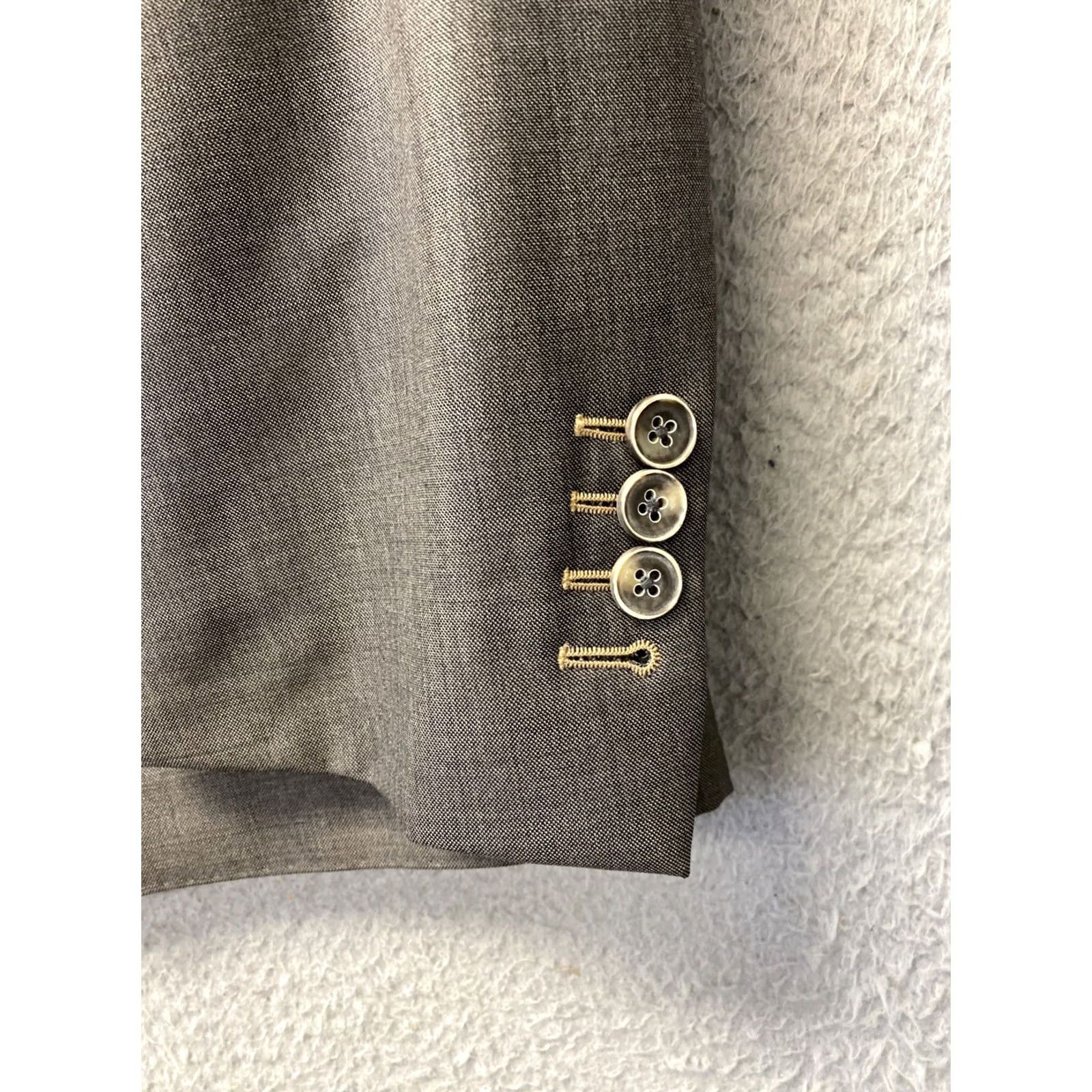 Vintage J. Hilburn Blazer Jacket Men’s 41R Gray Bronze Wool Single-Breasted Two-Button Notch Lapel Vented Back 0761 Size 42R - 2 Thumbnail