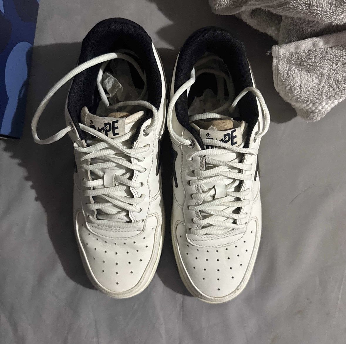 Bape × JJJJound JJJJound x Bapesta ‘White Navy’ Size US 8.5 / EU 41-42 - 3 Thumbnail