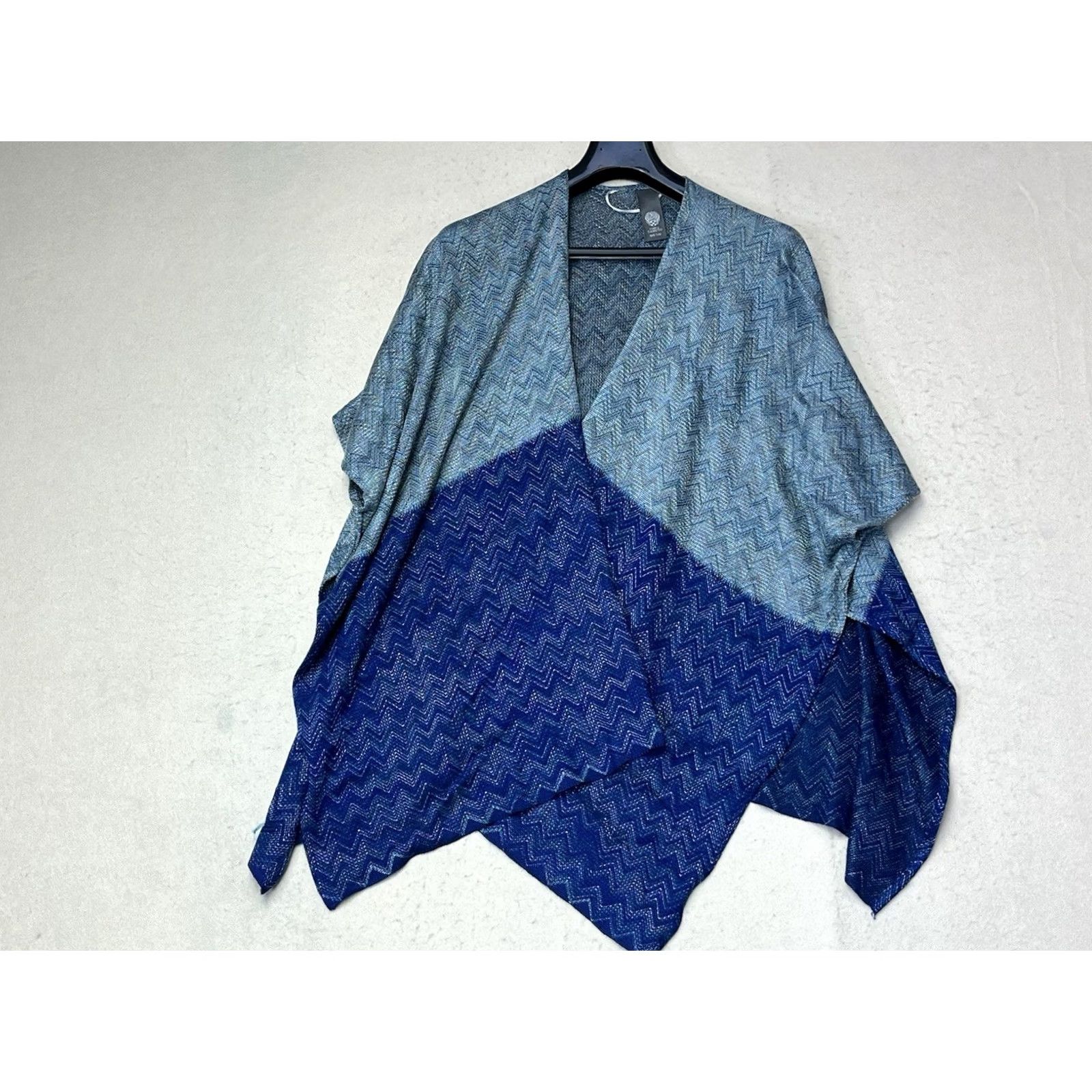 Vince Camuto Vince Camuto Poncho Cape Oversized Cardigan One Size Blue Womens Tasseled Multicolor Overcoat Poncho Capes Styles: Overcoat (Metal Theme) Size ONE SIZE - 2 Thumbnail