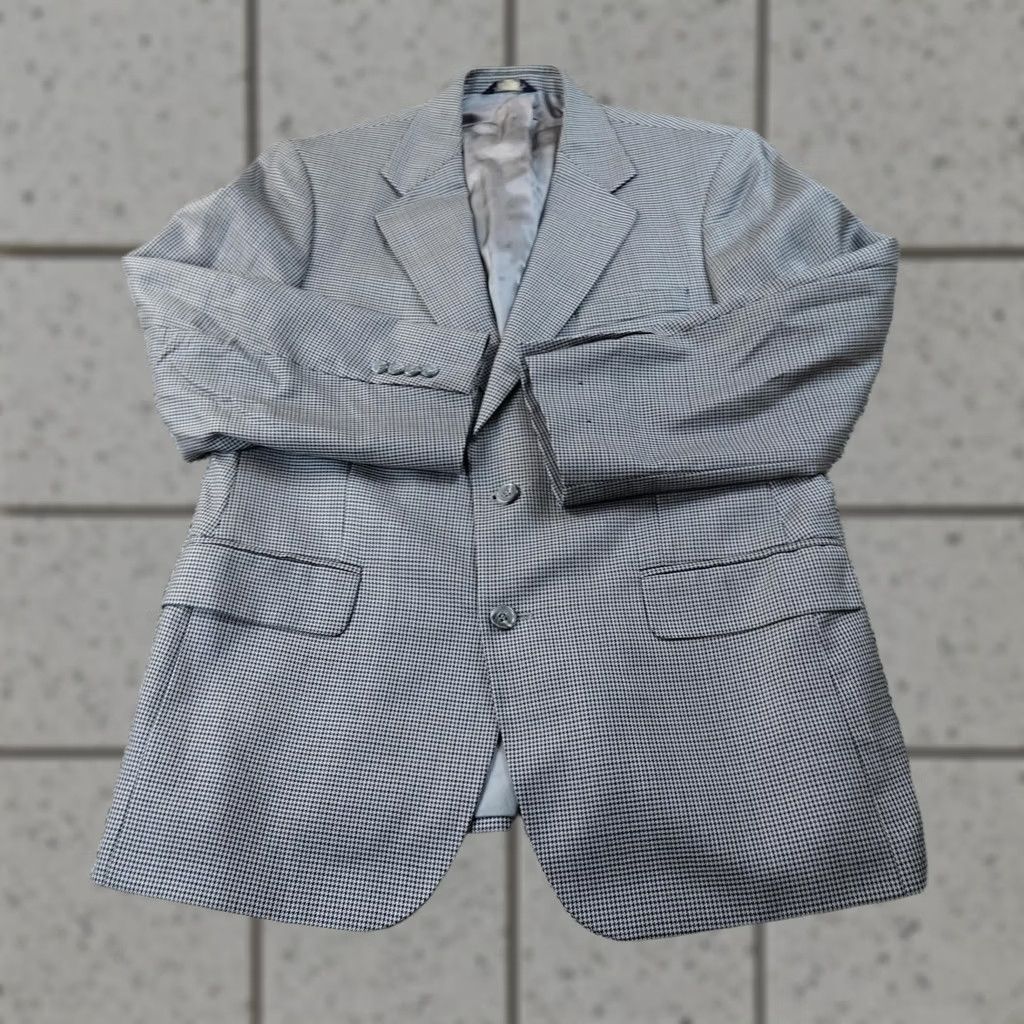 Brooks Brothers Brooks Brothers Sport Coat Jacket Gray Houndstooth Silk Wool 40 Mens Notch Four-Button 2 Piece Vintage No Size US XXS / EU 40 - 1 Thumbnail