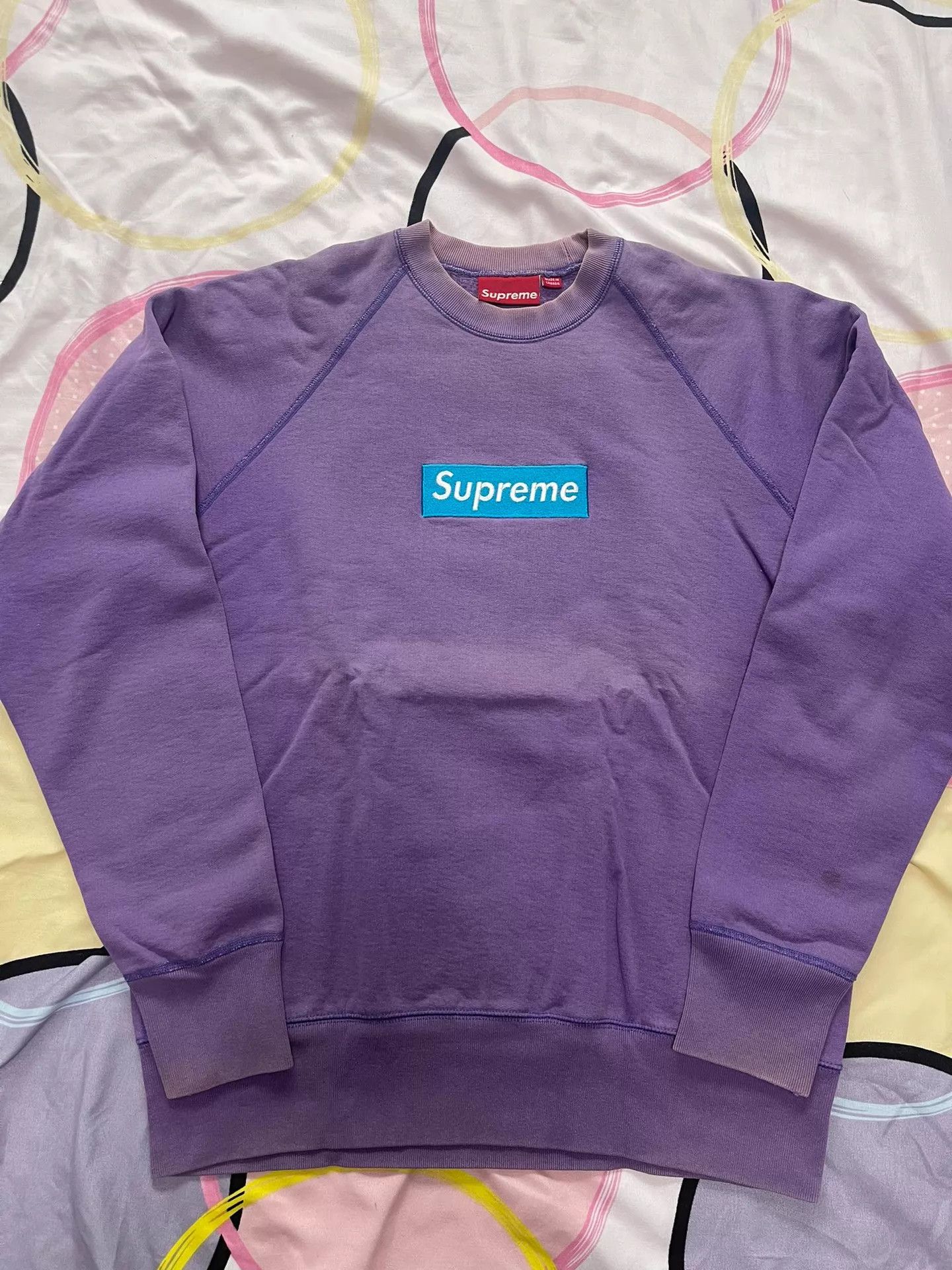 Supreme Supreme 07 Teal on Purple Box Logo Crewneck M OG Excellent Size US M / EU 48-50 / 2 - 2 Thumbnail