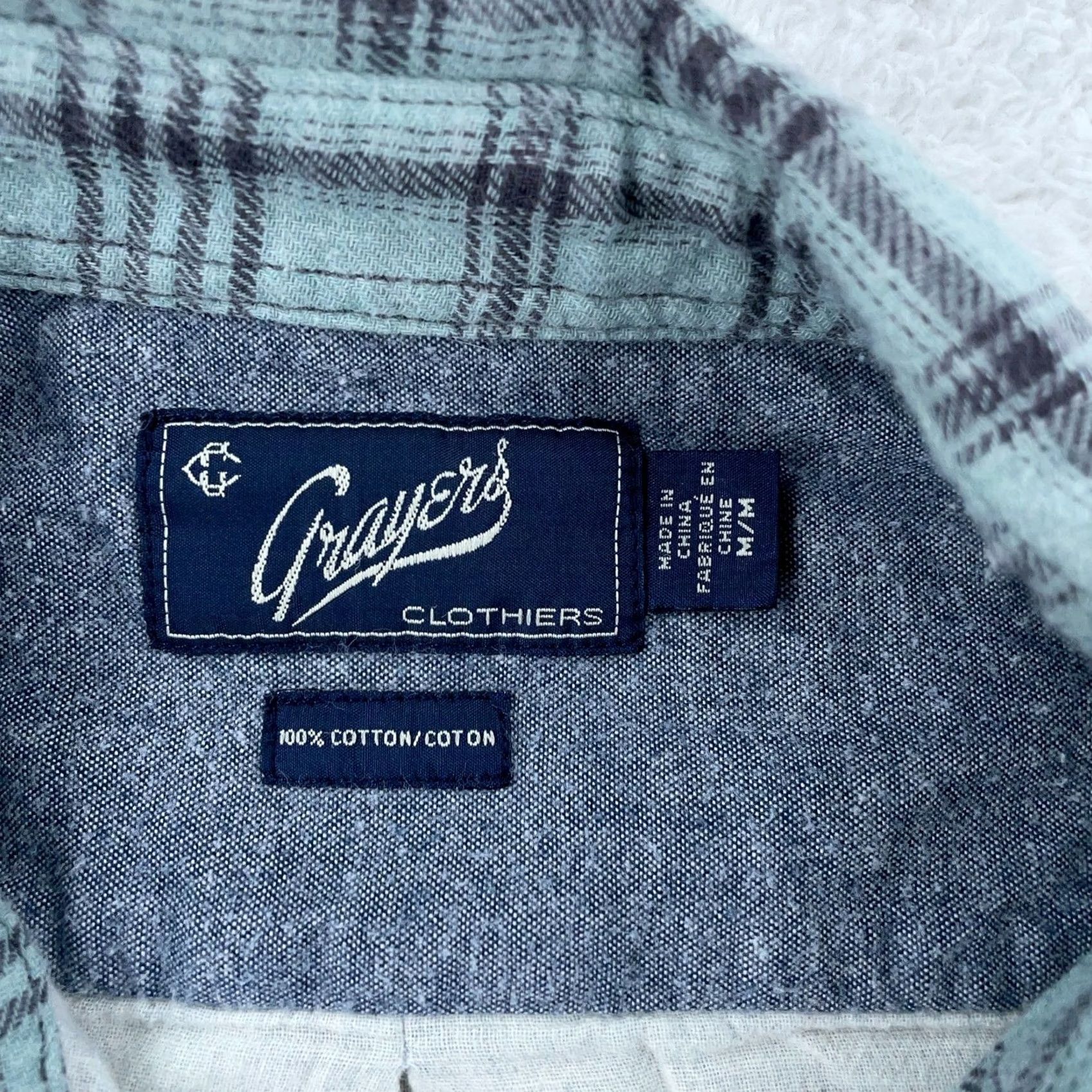 Grayers Grayers Clothiers Flannel Shirt Mens Medium Blue Gray Plaid Collared Button Up Size US M / EU 48-50 / 2 - 3 Thumbnail