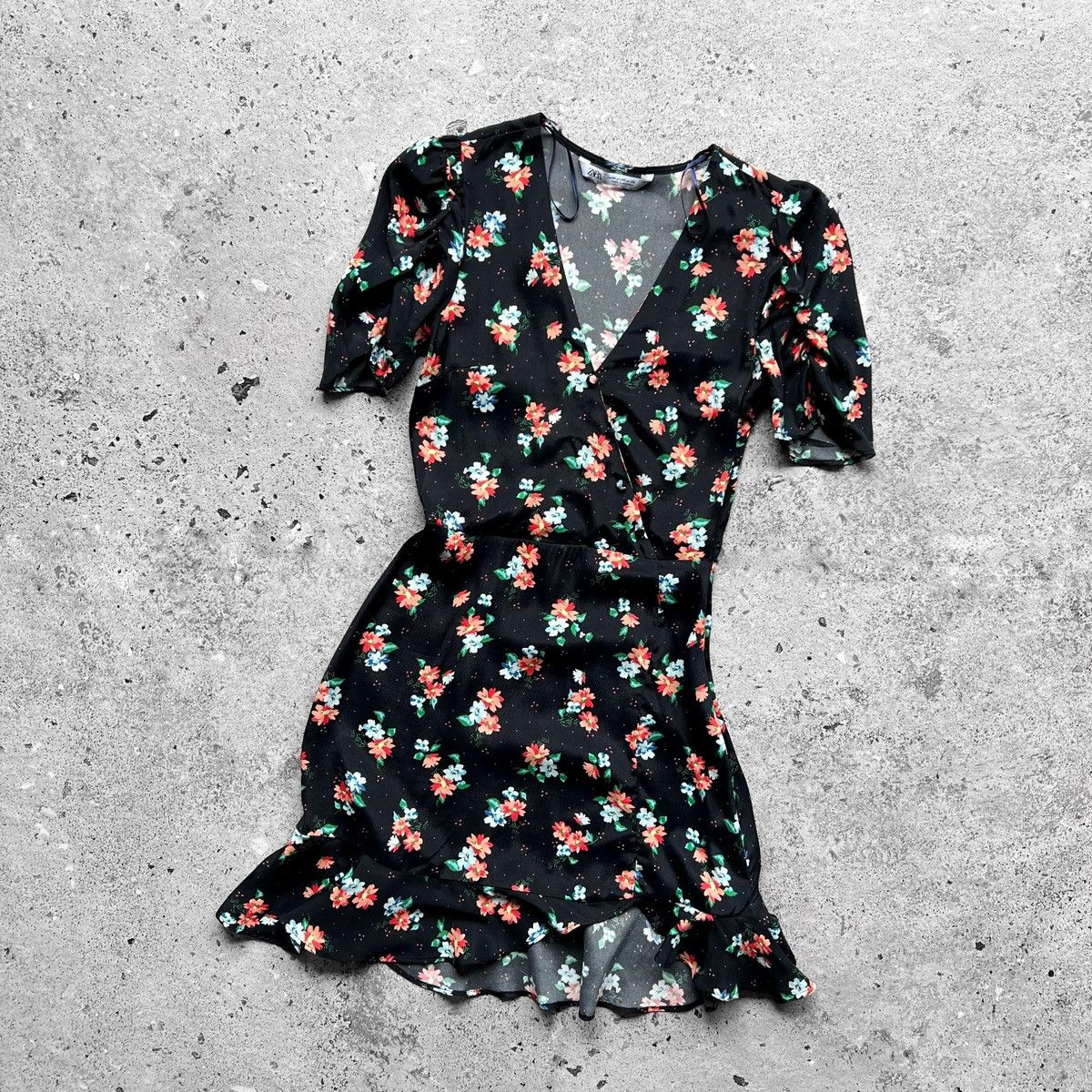 Designer × Zara Zara Women’s Viscose Black Floral Dress Streetwear Size XS / US 0-2 / IT 36-38 - 5 Thumbnail