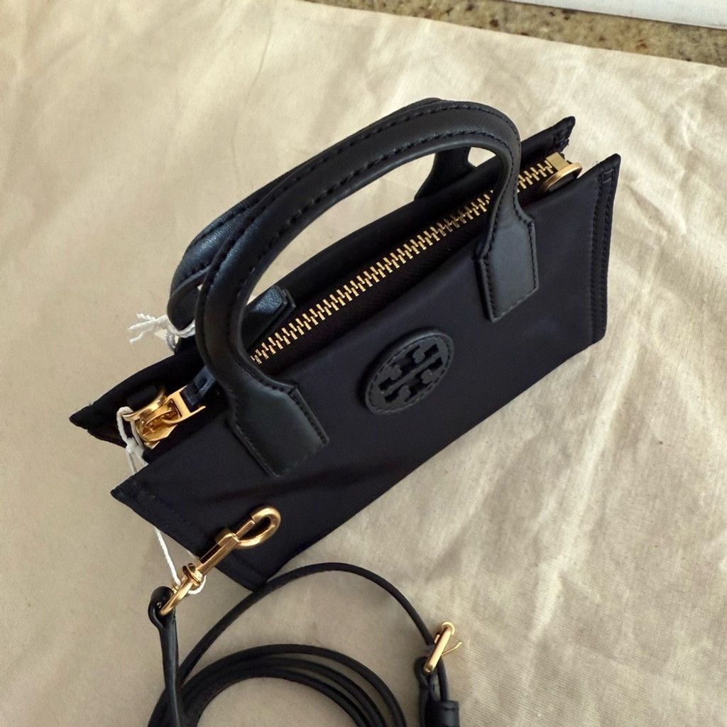 Tory Burch New Tory Burch Black Ella nylon mini tote Handbag Size ONE SIZE - 5 Thumbnail