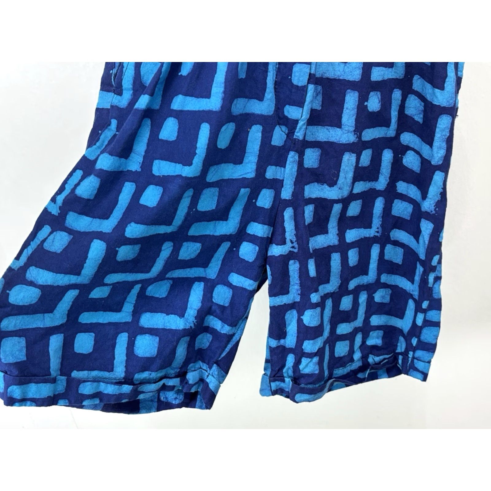 Anthropologie Anthropologie Sika Women Romper Shorts 6 Blue Geometric 3/4 Sleeve Button Pockets Dressy Woven Size 28" / US 6 / IT 42 - 4 Thumbnail