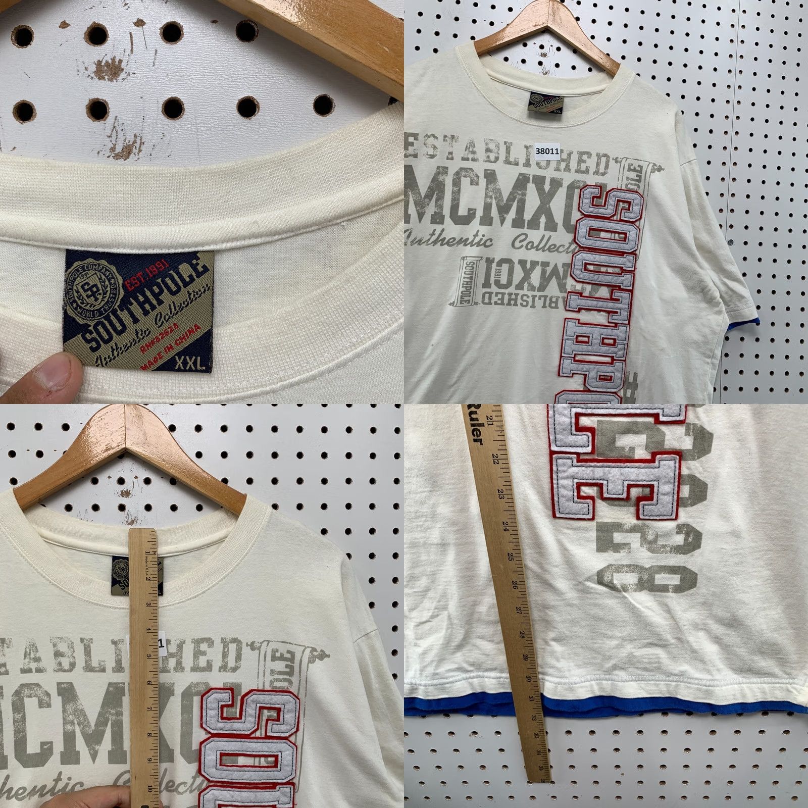Southpole VINTAGE SouthPole Shirt Mens 2XL White Blue Embroidered Spell Out Y2K Size US XXL / EU 58 / 5 - 8 Thumbnail