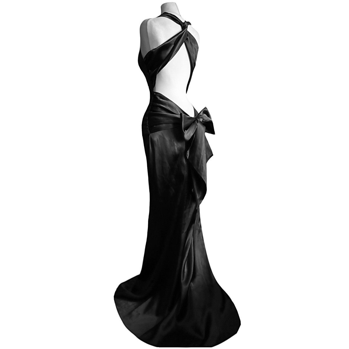 Vintage Stunning long satin dress with an open back Size S / US 4 / IT 40 - 1 Thumbnail