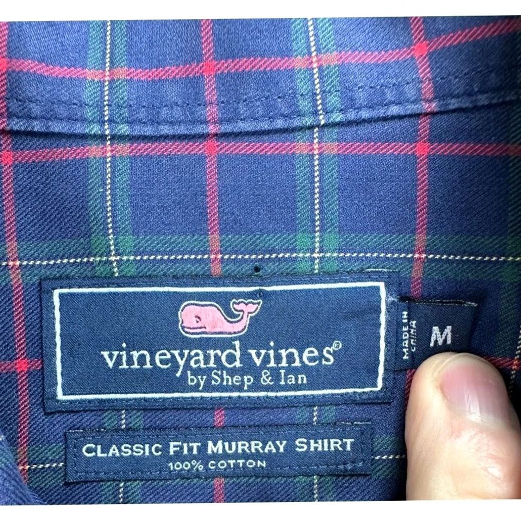 Vineyard Vines Vineyard Vines Murray Button Down Shirt Mens Medium Blue Plaid Classic Fit Knit Cotton Pocket Ocean Size US M / EU 48-50 / 2 - 4 Thumbnail