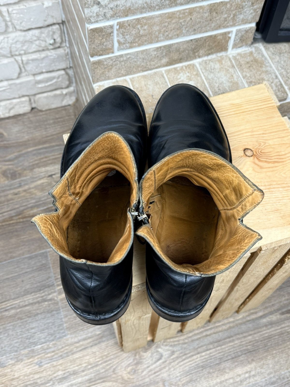 Fiorentini + Baker Fiorentini Baker Leather Black Side Zip Ankle Boots Size US 13 / EU 46 - 10 Thumbnail