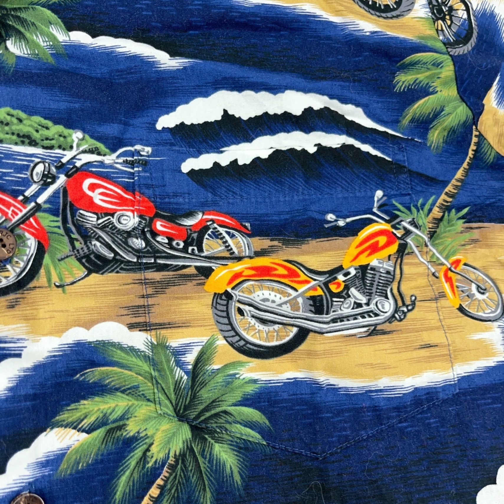 Vintage VINTAGE RJC Hawaiian Shirt Men Large Motorcycle Biker AOP Beach USA 90s Shirt Men L Blue Short Sleeve Button-Up Size US L / EU 52-54 / 3 - 3 Thumbnail
