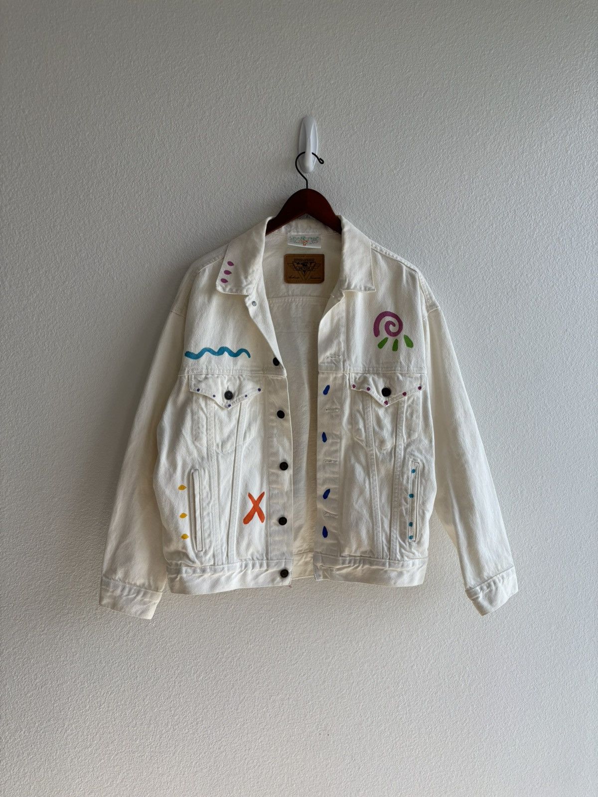 Vintage Vintage White Sun Face Denim Jacket Size US M / EU 48-50 / 2 - 1 Thumbnail