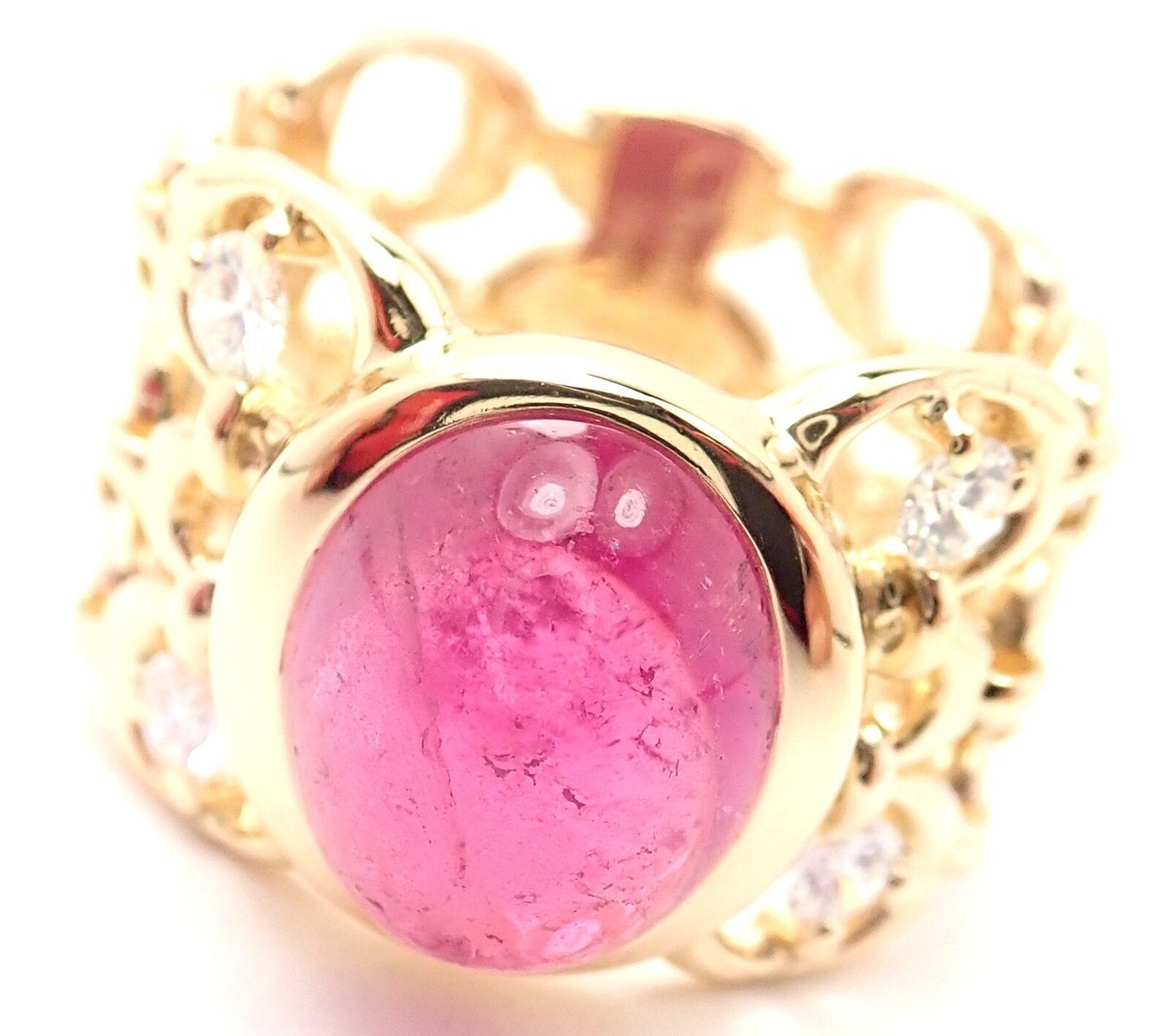 Christian Dior Yellow Gold Diamond Tourmaline Band Ring