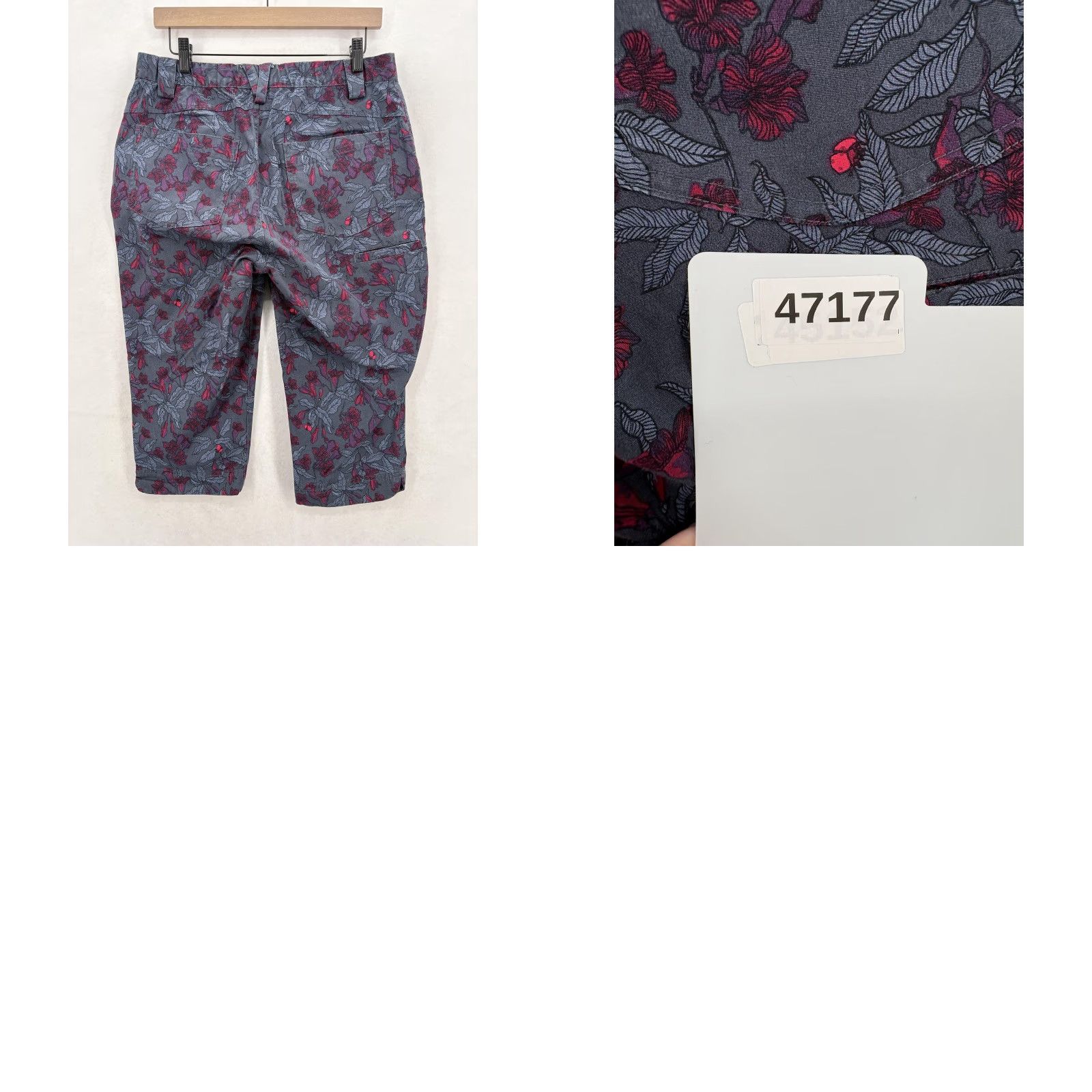 Duluth Trading Company Duluth Pedal Pusher Pants Womens 10 Gray Floral Stretch Size 32" / US 10 / IT 46 - 9 Thumbnail
