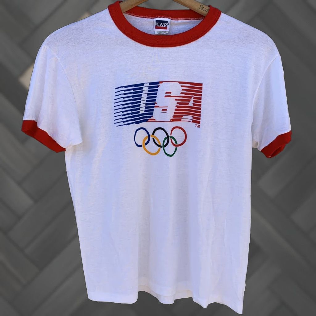 vintage Levi’s USA Olympics ringer tee t-shirt 1984 Olympics XL Levis Mens Shirt Graphic Tee Multicolor 1980s Sportswear/Beach Size XL Men