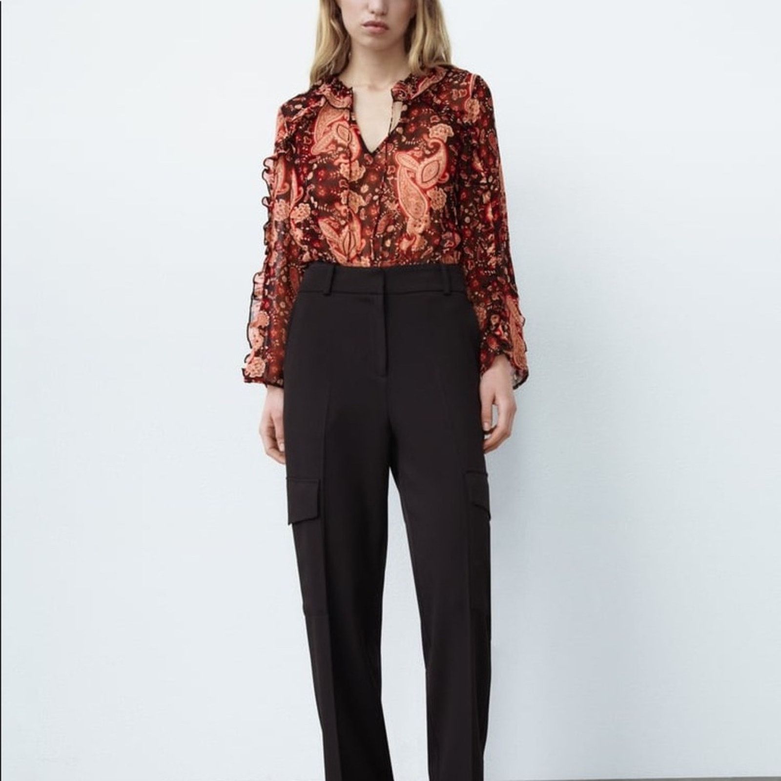 Zara ZARA PRINTED RUFFLED BODYSUIT MULTICOLORED Size M / US 6-8 / IT 42-44 - 5 Thumbnail