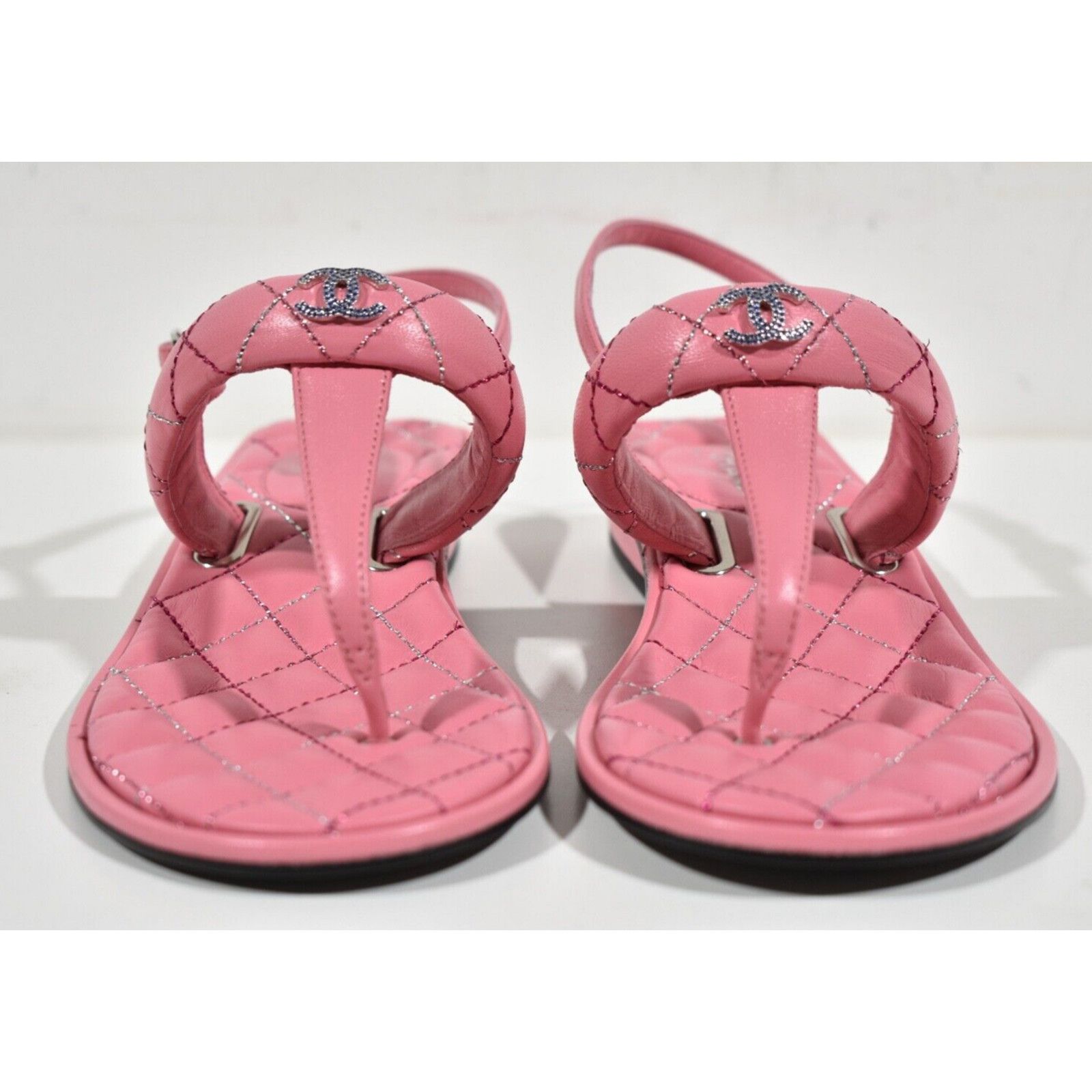 Chanel Chanel 21K Pink Multicolor Leather CC Logo Mule Slide Size US 7 / IT 37 - 5 Thumbnail