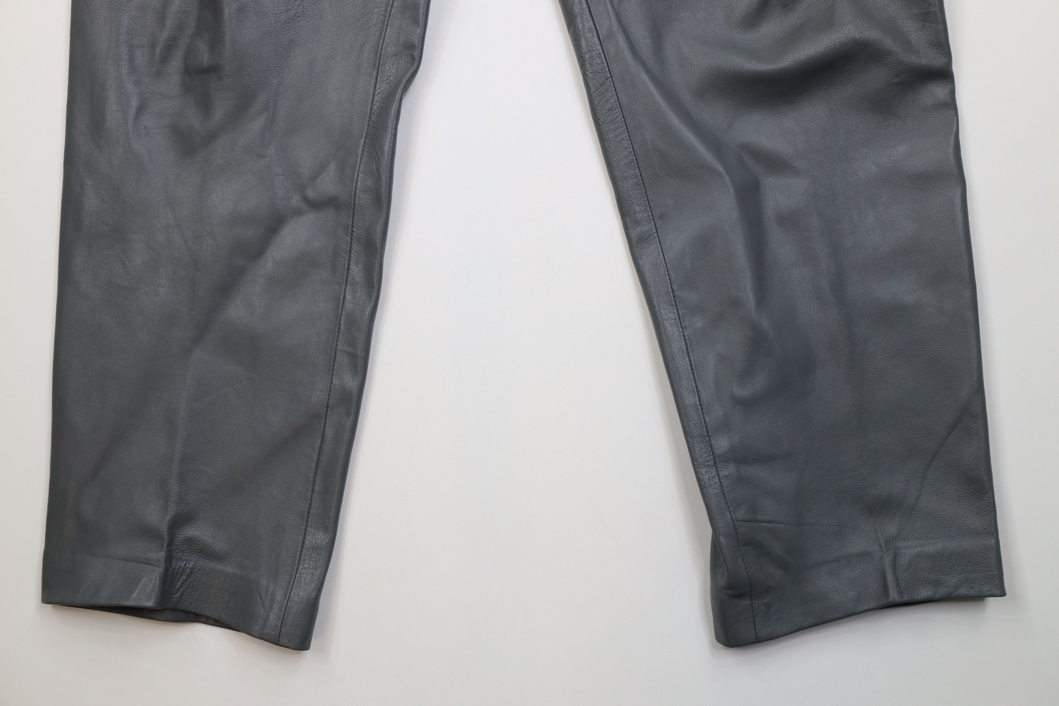 Vintage Vintage 90s Streetwear Blank Wide Leg Leather Pants Gray Size US 36 / EU 52 - 4 Thumbnail