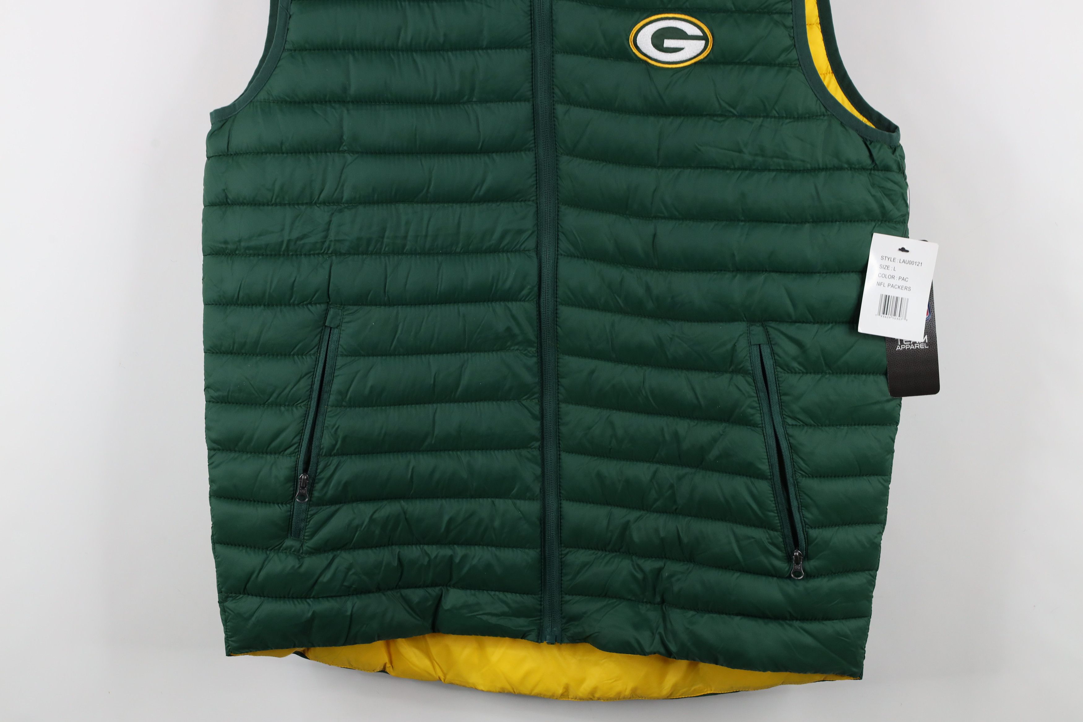 Vintage New Green Bay Packers Football Puffer Vest Jacket Green Size US L / EU 52-54 / 3 - 3 Thumbnail