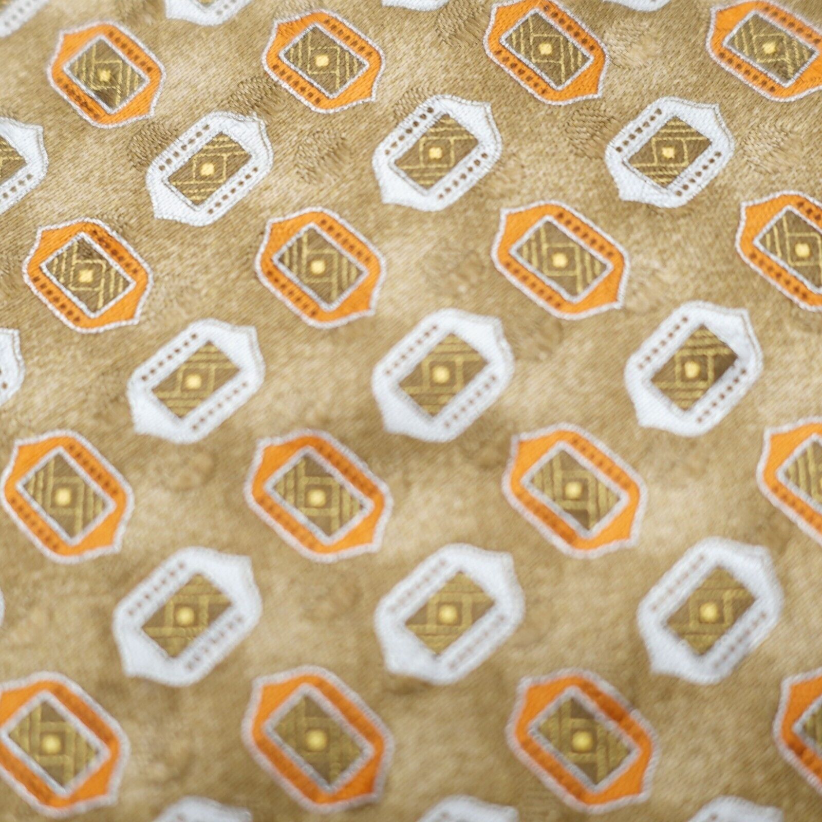 Ermenegildo Zegna Ermenegildo Zegna Tan Orange Geometric Print Long Silk Tie Size ONE SIZE - 3 Thumbnail