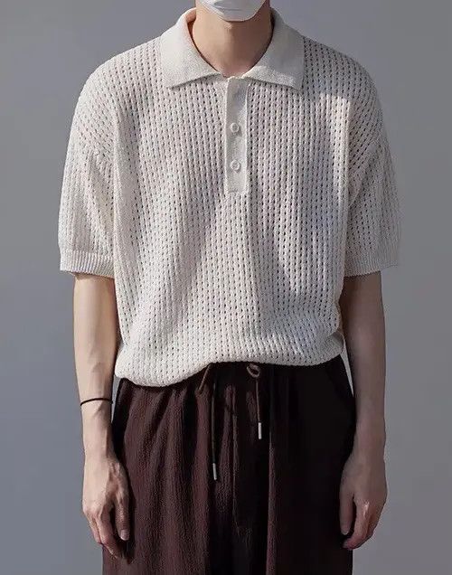 Vintage Kitagawa x Endo Korean fashion beige knit polo top Size US XL / EU 56 / 4 - 2 Thumbnail