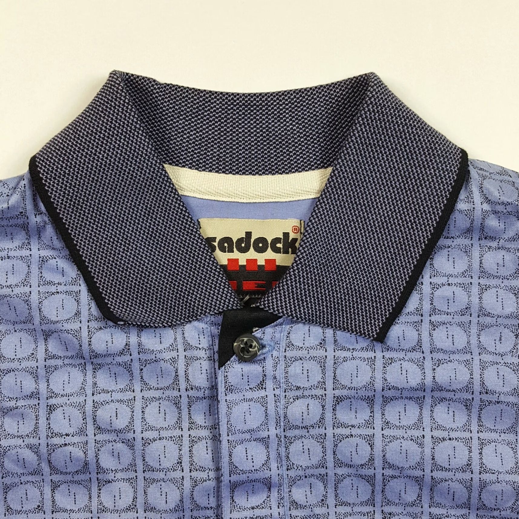 Vintage VINTAGE Sadock Men Polo Shirt Purple Short Sleeve Collared Button Golf Tennis 90s Casual Sports Geometric Knit Cotton All Seasons M Size US M / EU 48-50 / 2 - 3 Thumbnail
