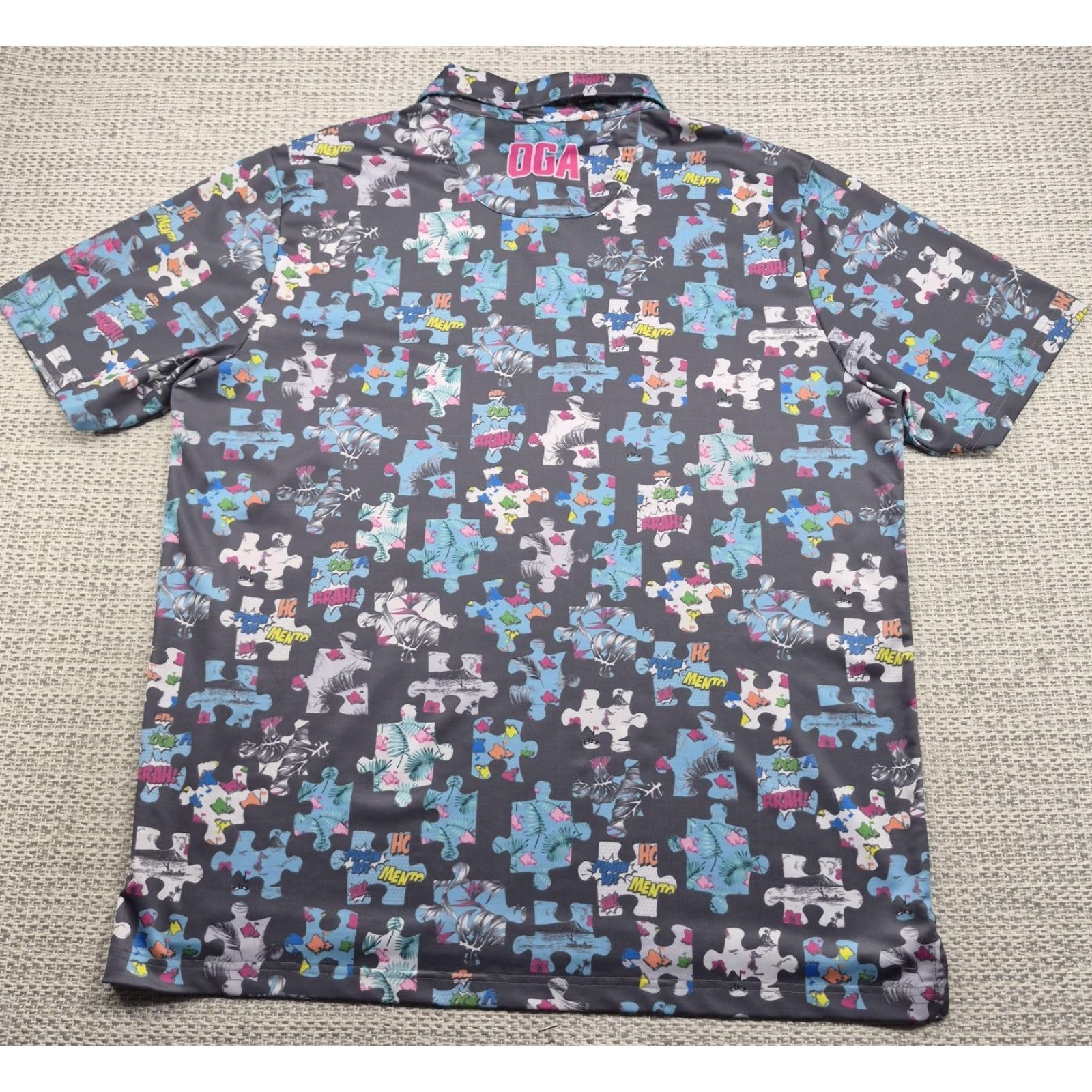 Vintage Oahu Golf Polo Shirt Mens 2XL Puzzle Hawaiian Performance Stretch USA Made Size US XXL / EU 58 / 5 - 6 Thumbnail