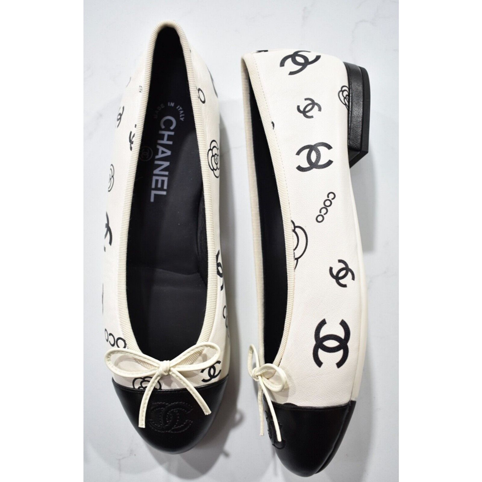 Chanel 23P CC Coco Logo Cap Toe Bow Tie Ballet Ballerina Flat 37.5 Size US 7.5 / IT 37.5 - 2 Thumbnail